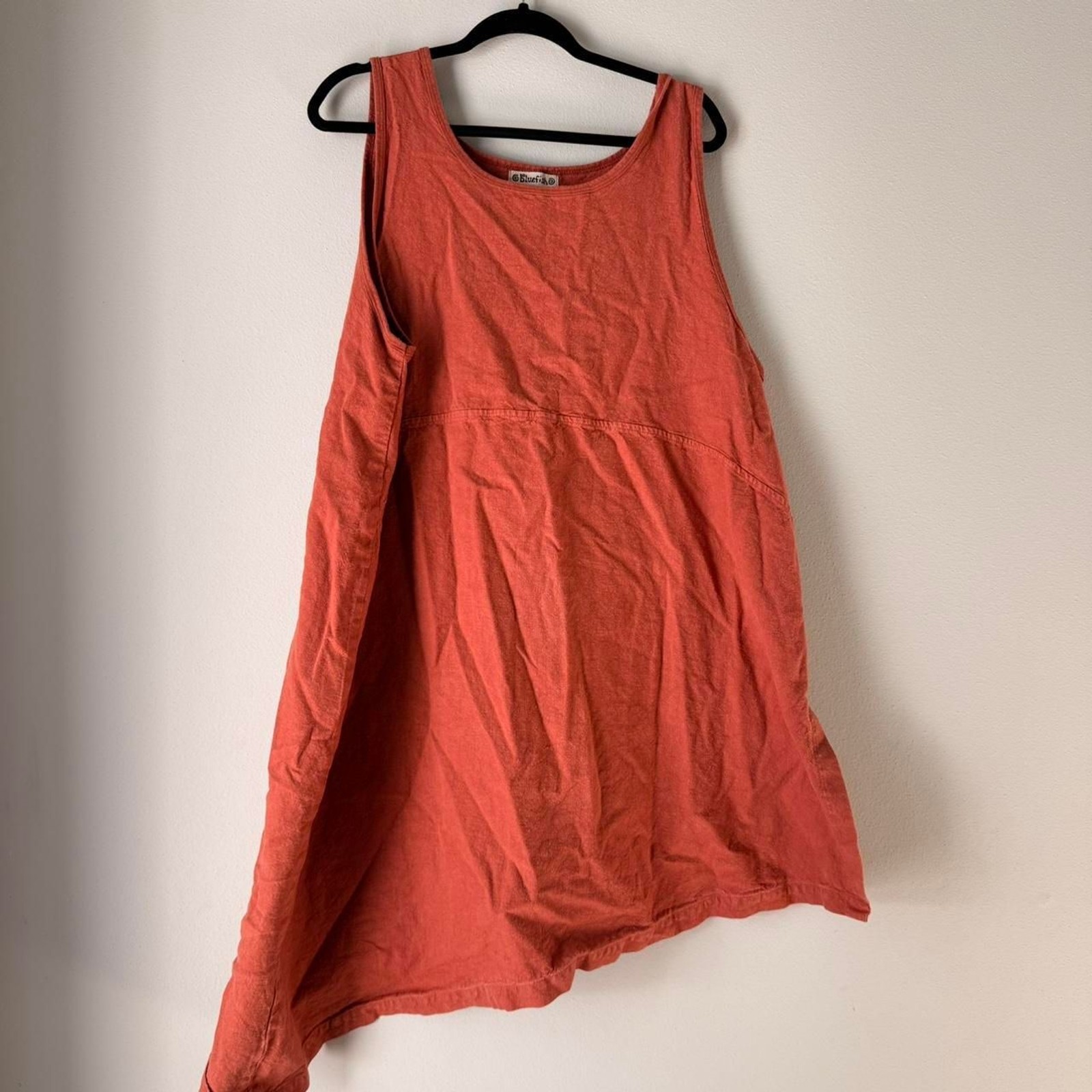 Bluefish L-XL Natural fiber 55% Hemp 45% Cotton Orange Asymmetrical Dress