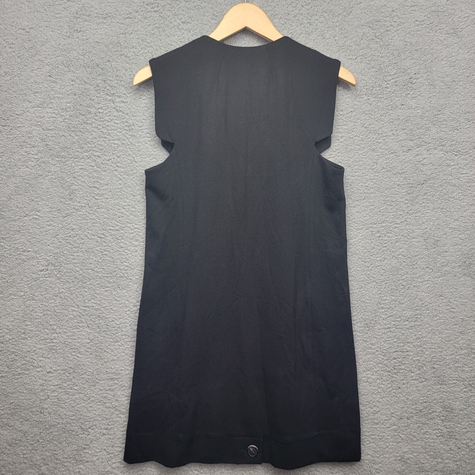 Pearl by Lela Rose Ponte Button Front Shift Dress 8 Black Sleeveless Pockets