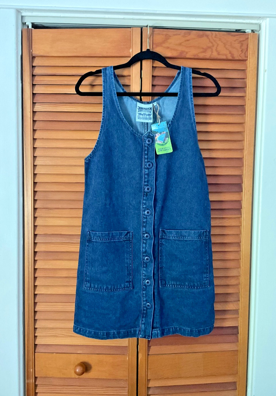 NWT Jungmaven USA Women’s Hemp Blend Blue Button Jumper Dress XS