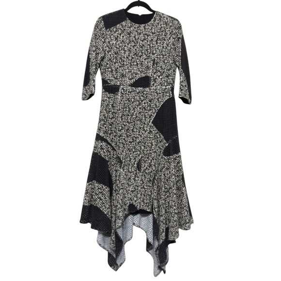 Cedric Charlier inspired geo Patchwork-print midi dress vintage Y2K women gray