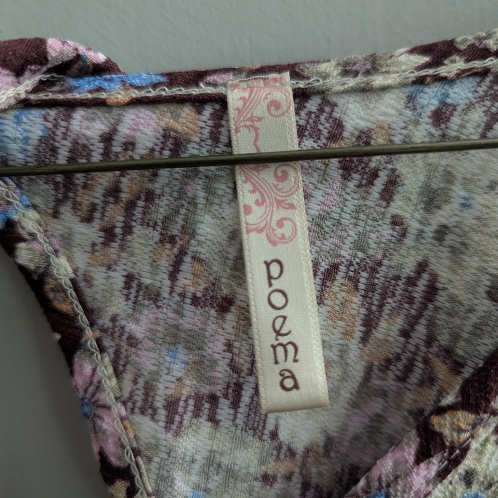 Poema Vibrant Patterned Cottage Core Bohemian Dress Medium Floral Fairy Whimsy