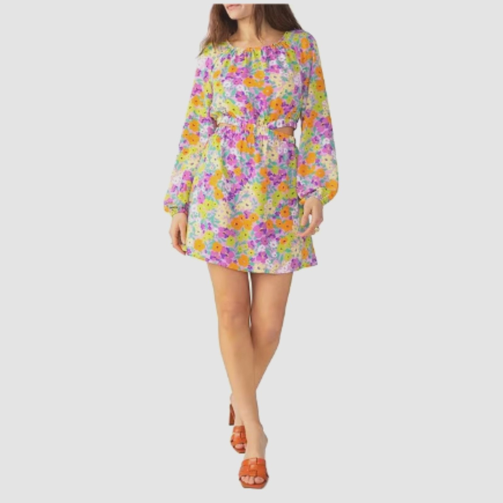 Sanctuary floral multicolor side cut-out Elastic waist mini dress NWT XS, S