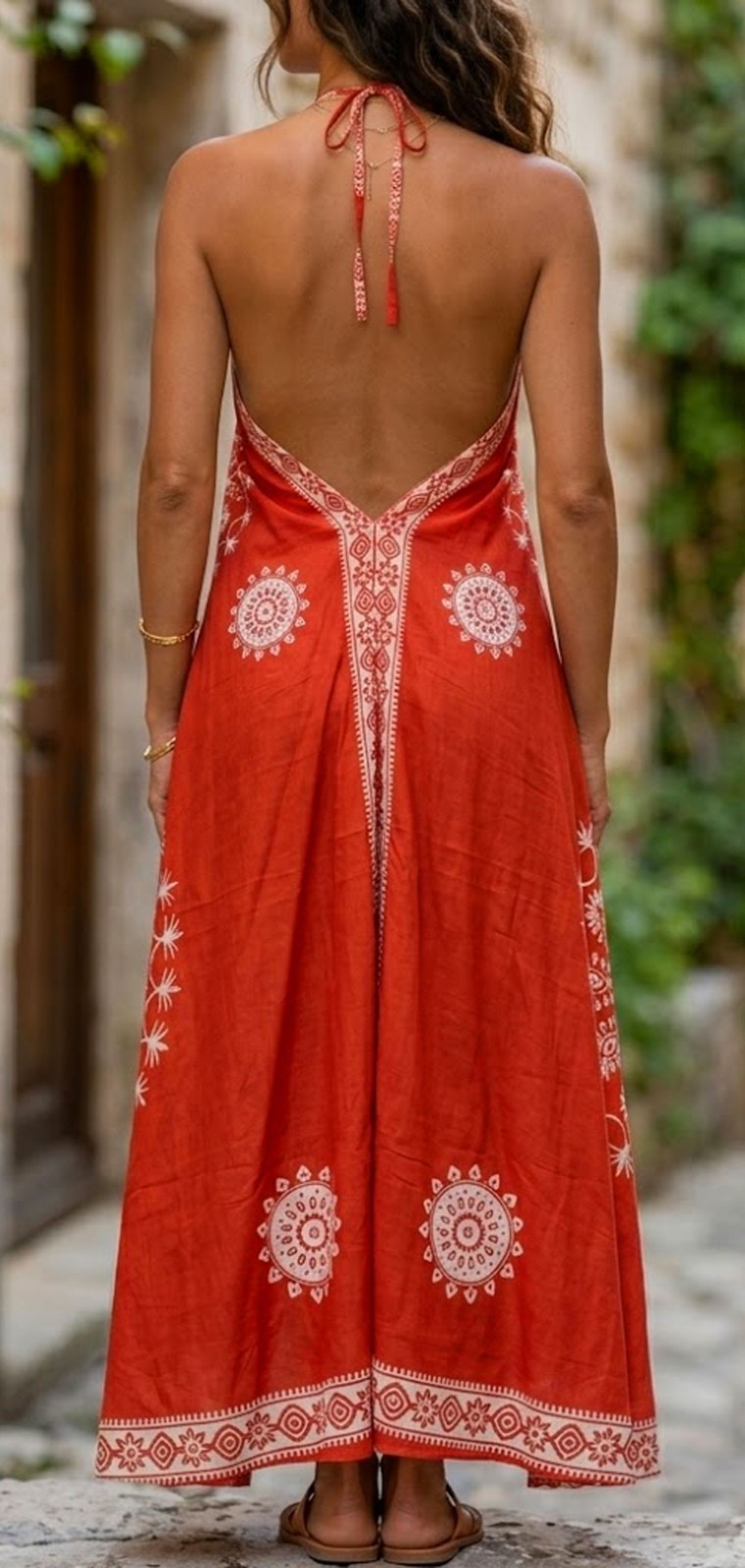 Boho Mandala Handkerchief Hem Scarf Dress Backless Spaghetti Strap Beach Lounge