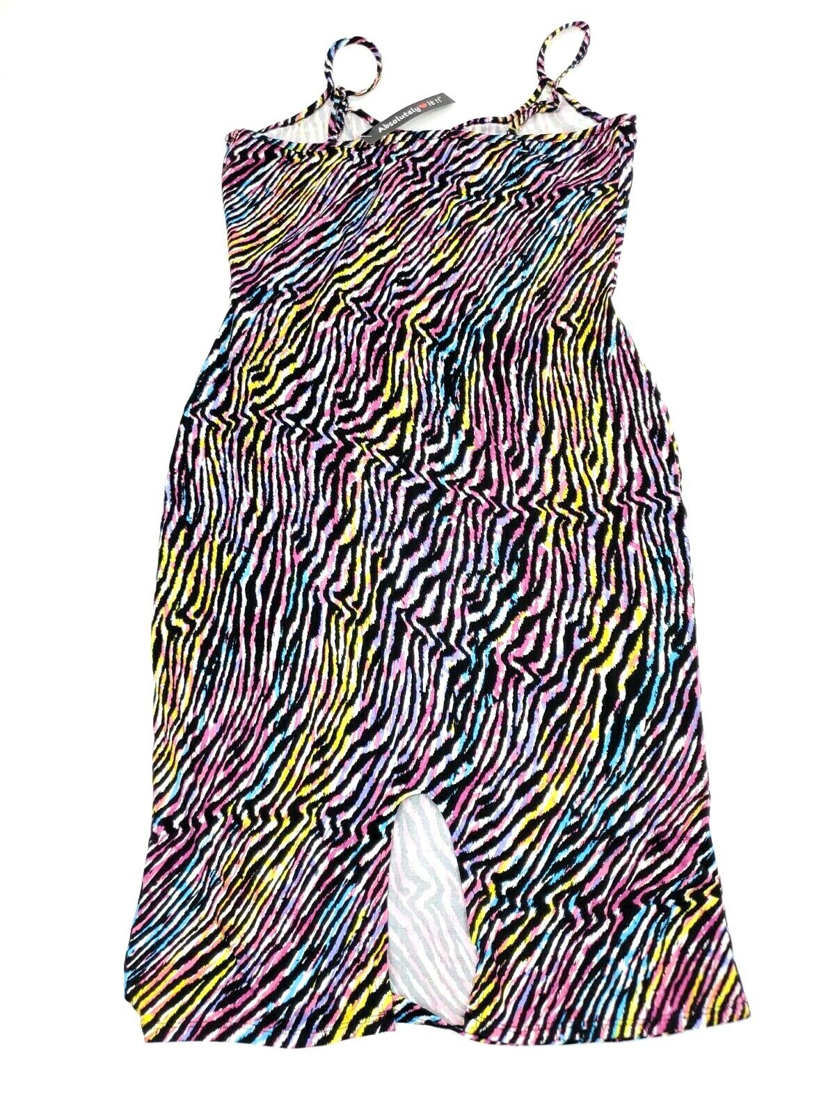 Absolutely Love It Spaghetti Strap Bodycon Dress Neon Animal Stripe Size S