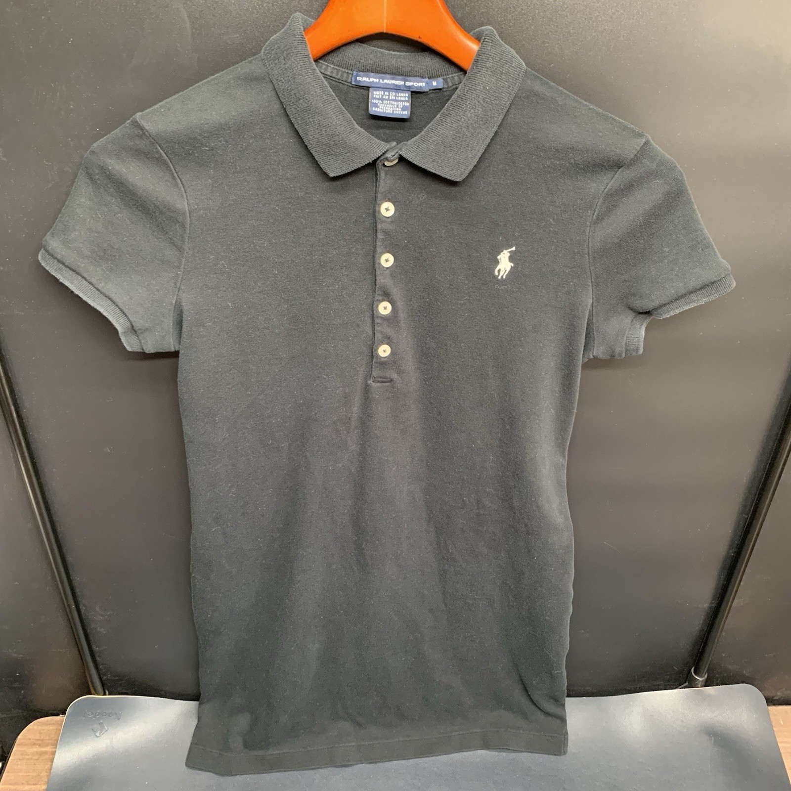 Ralph Lauren Polo Sport Dress Women’s Medium Black Collared Cotton Logo. Q1