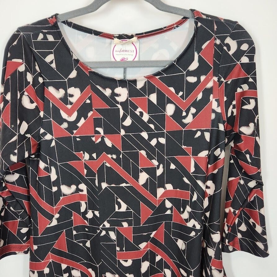 NWT Yelete Geometric Print Dress in Black and Red Size Small