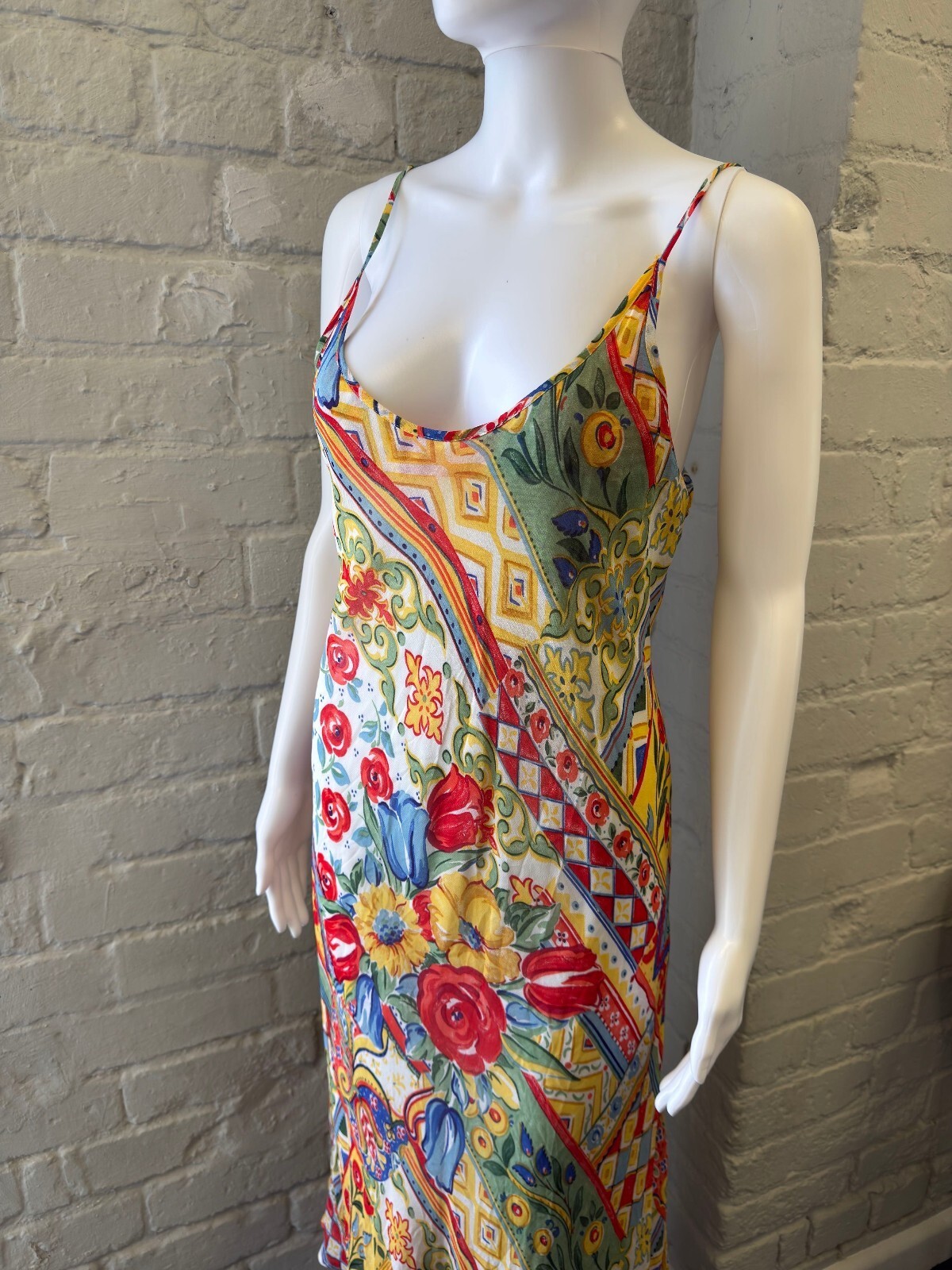 Floral Patterned Maxi Slip Dress with Spaghetti Straps