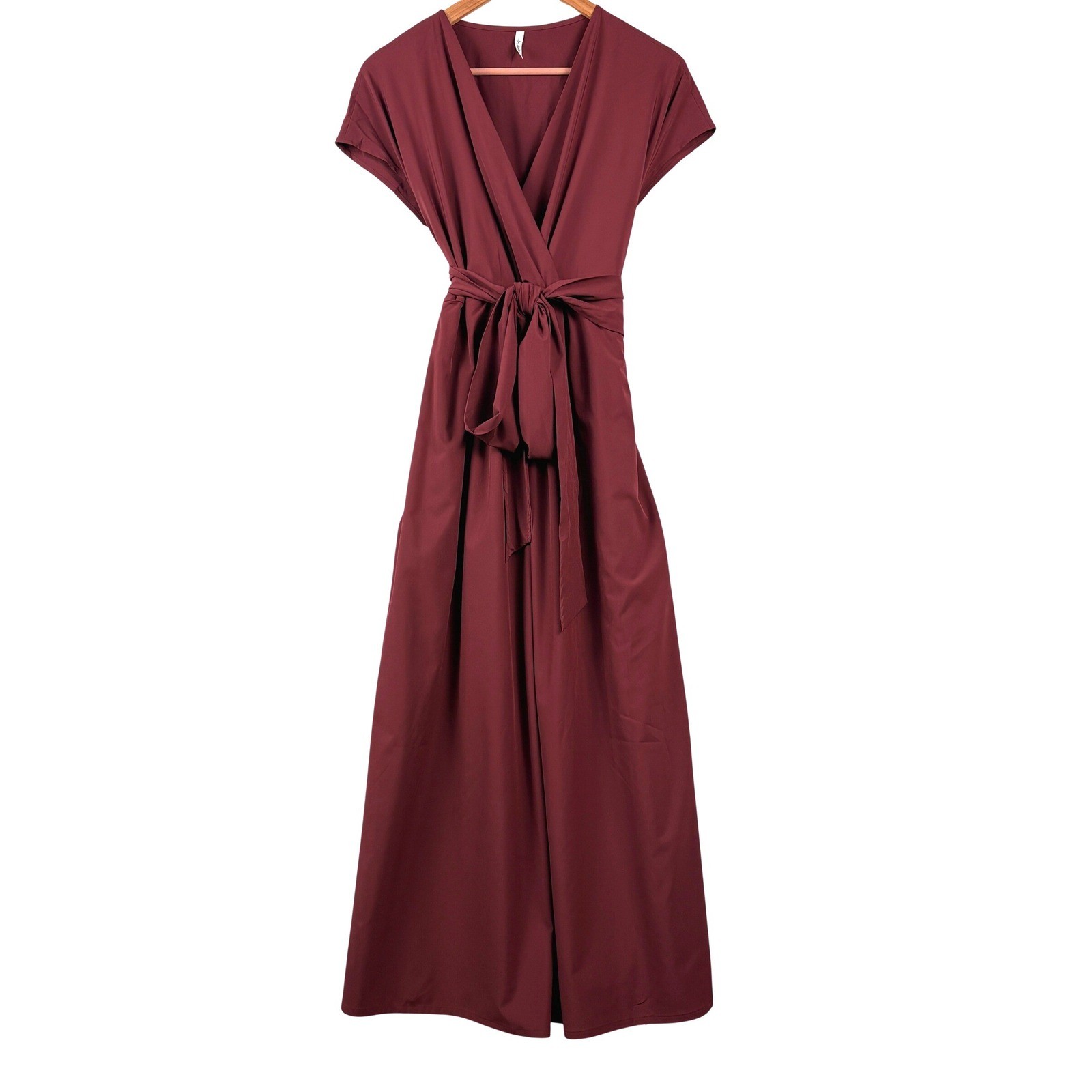 NWT Halara Breezeful CapSleeve Maxi Wrap Dress Sz L Versatile Travel Stretch