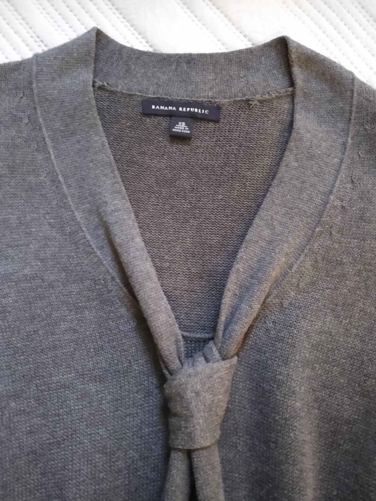 Banana Republic Gray 3/4 Sleeve Necktie Sash Sweater Dress Knit Workwear Size XS