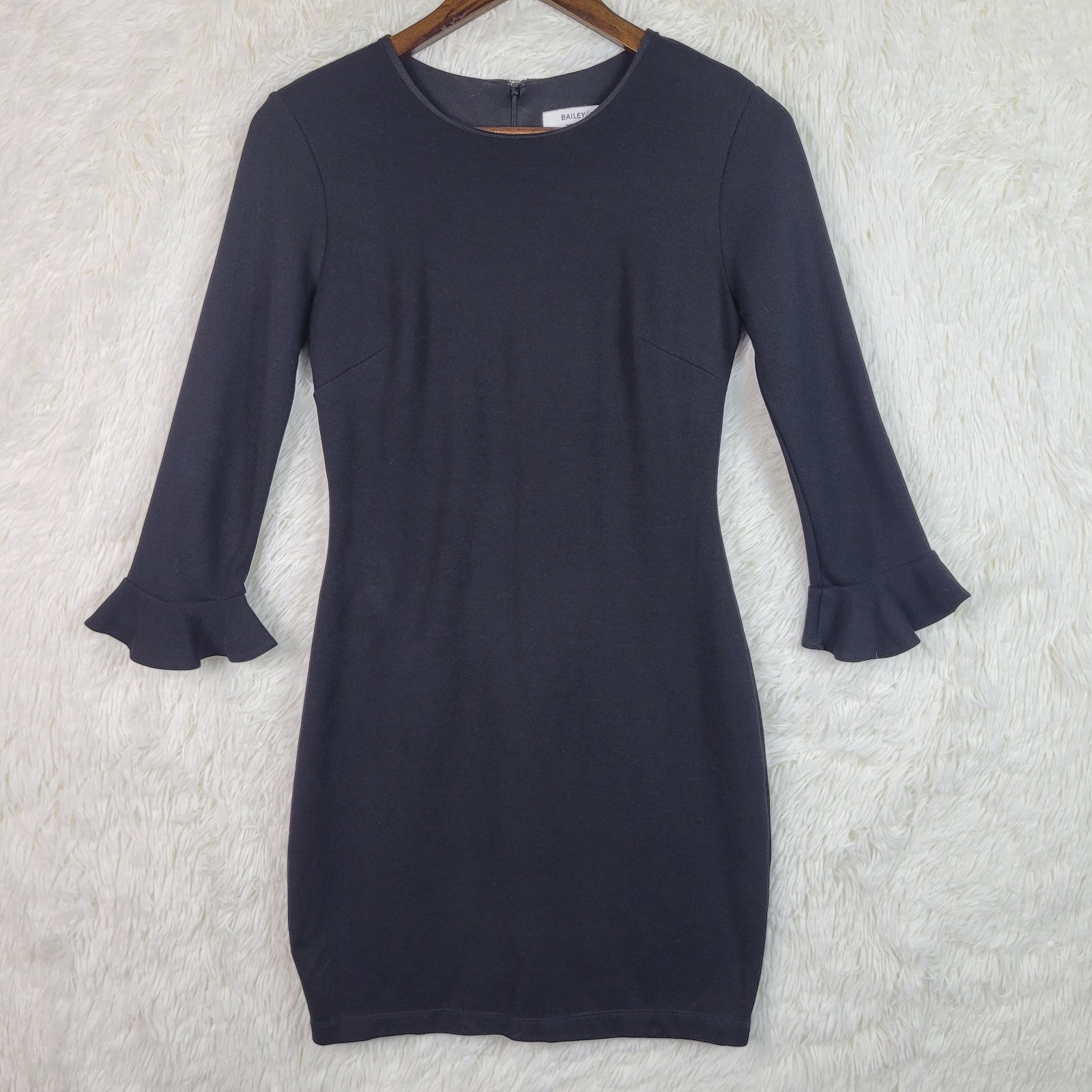 Bailey 44 Black Bodycon 3/4 Flounce Sleeve Mini Dress Sz Small Whimsigoth