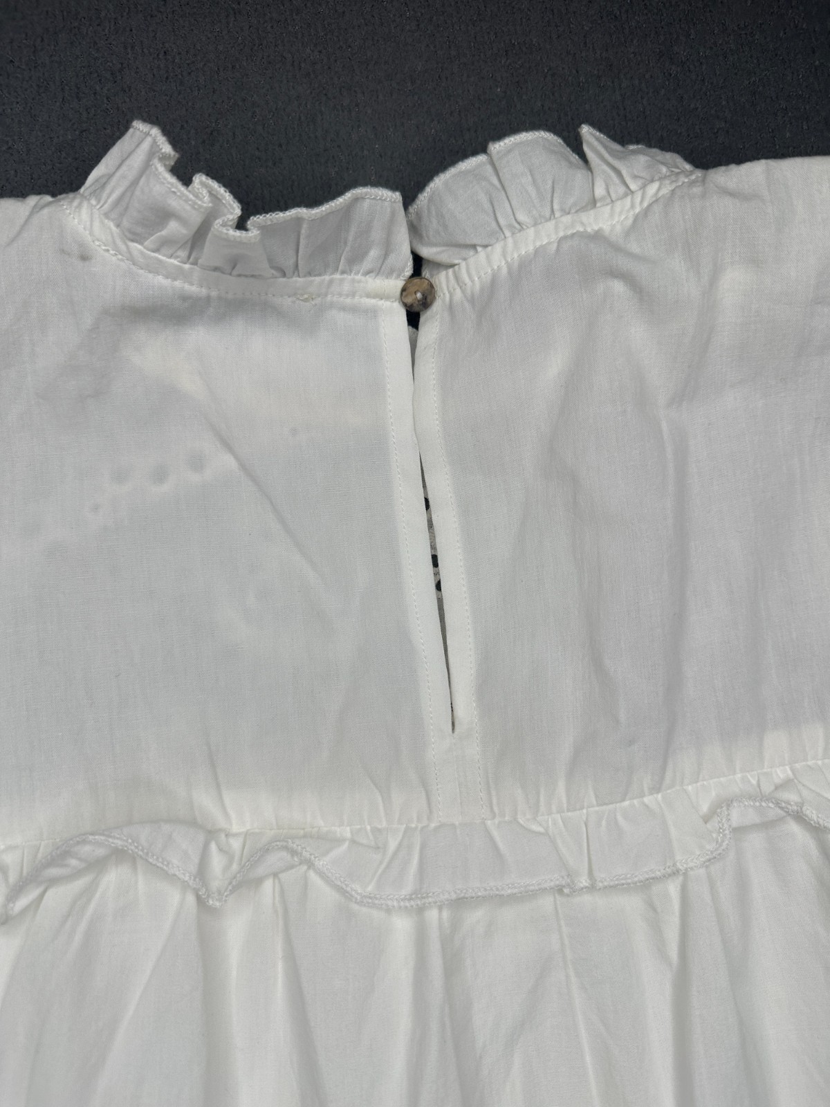 PINCH Womens Medium White Eyelet Embroidered Tiered Mini Dress Flutter Sleeve