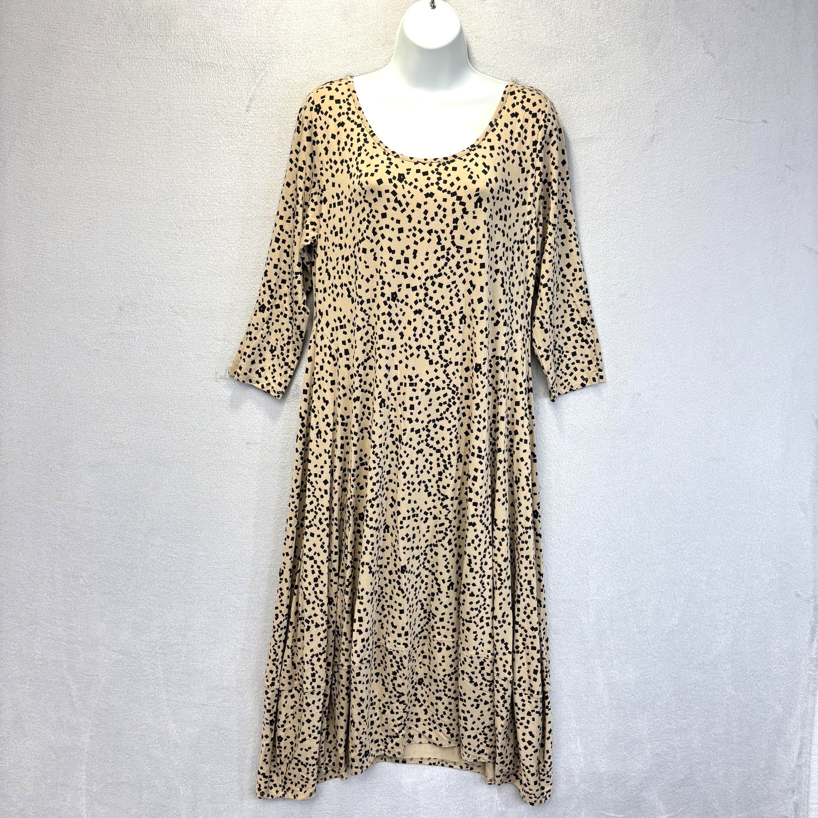 Truth + Style Modal Blend Trapeze Swing Midi Dress Womens Medium Beige Jersey
