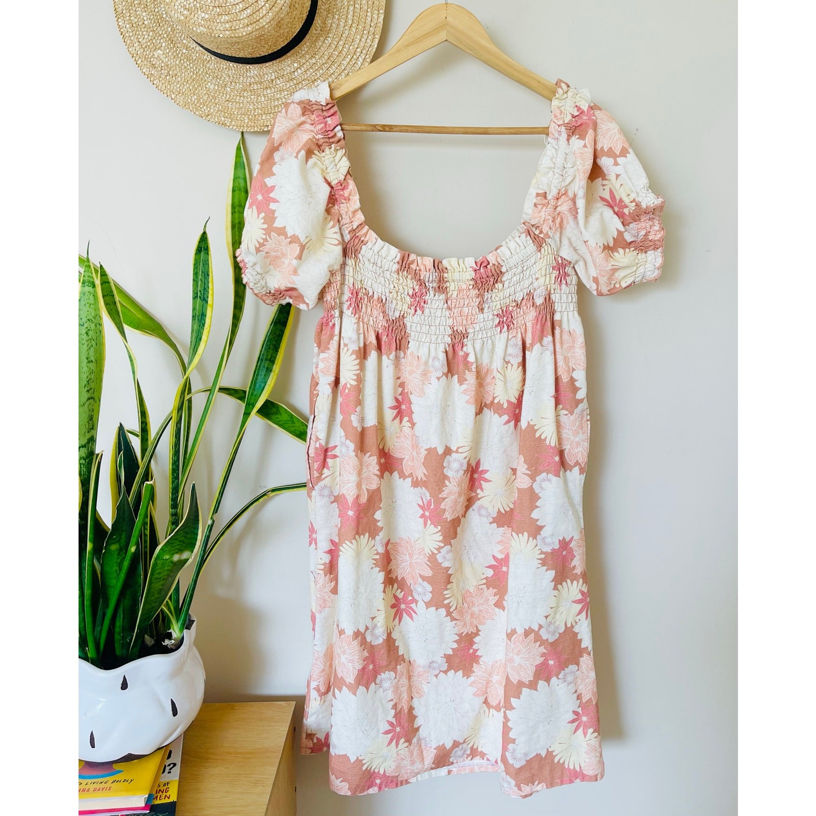 Faherty Ramona Smoked Puff Sleeve Dress