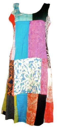 Fairtrade Patchwork Bright Travel Summer Dress 511 S M L XL 8 10 12 14 16