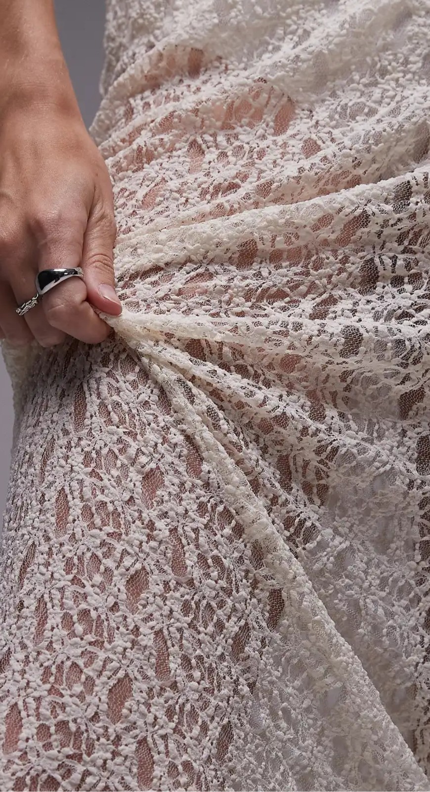 Topshop Ivory Lace Knit Sleeveless Midi Dress