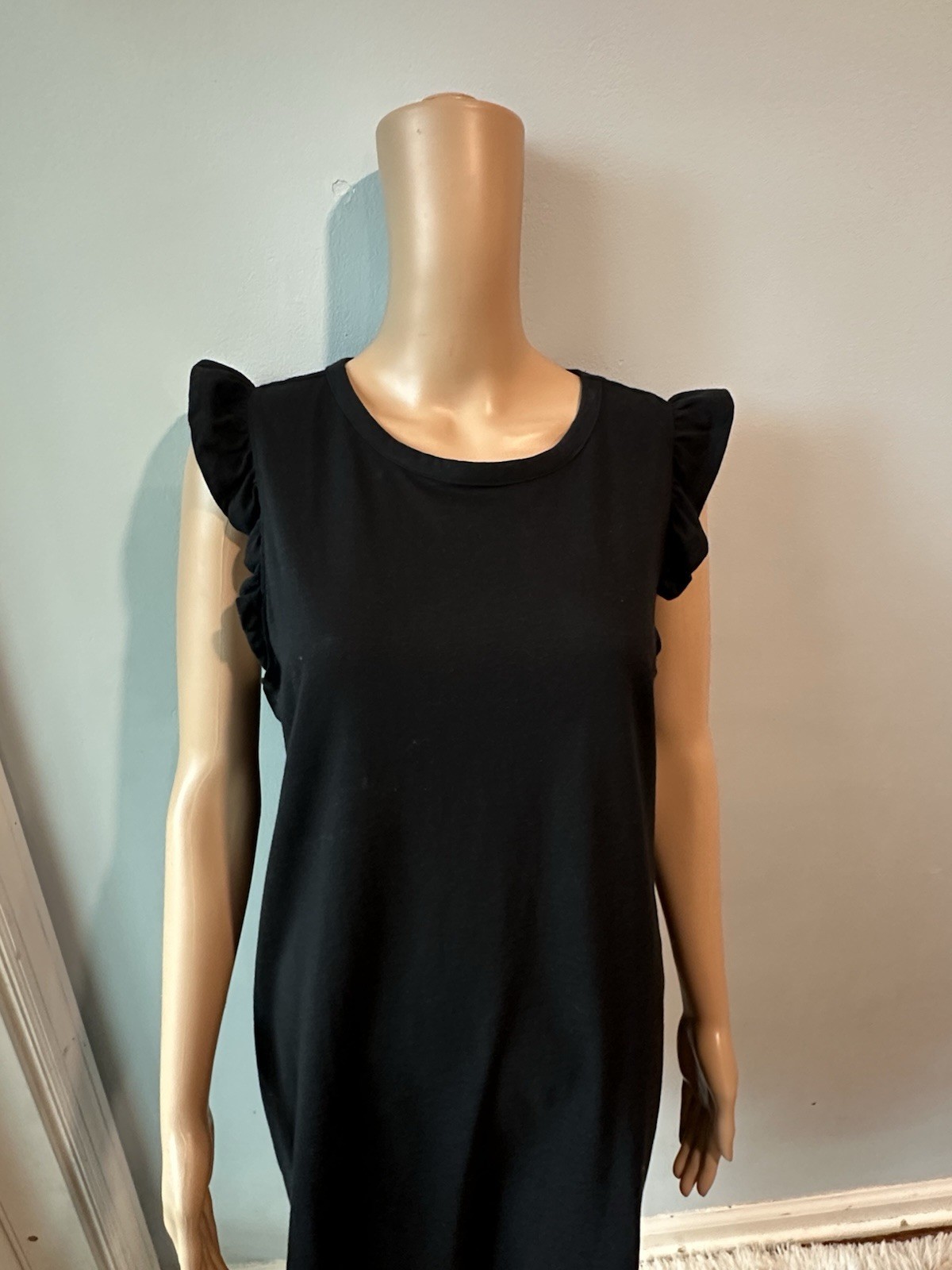 Sonoma Goods For Life black knit shift dress ruffle flutter sleeve Size L