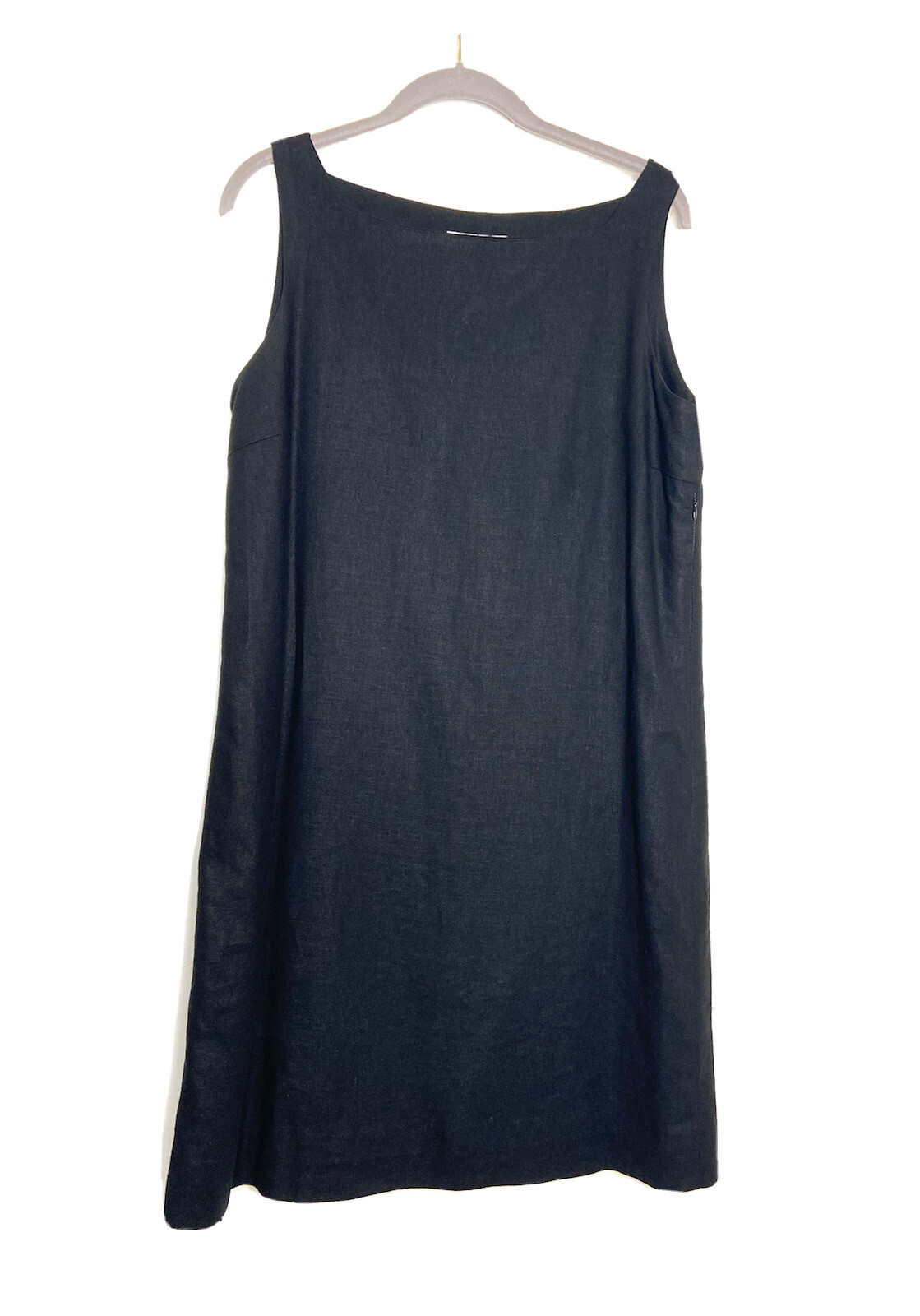 VTG John Paul Richard Sleeveless Midi Black Linen Dress Sz 14