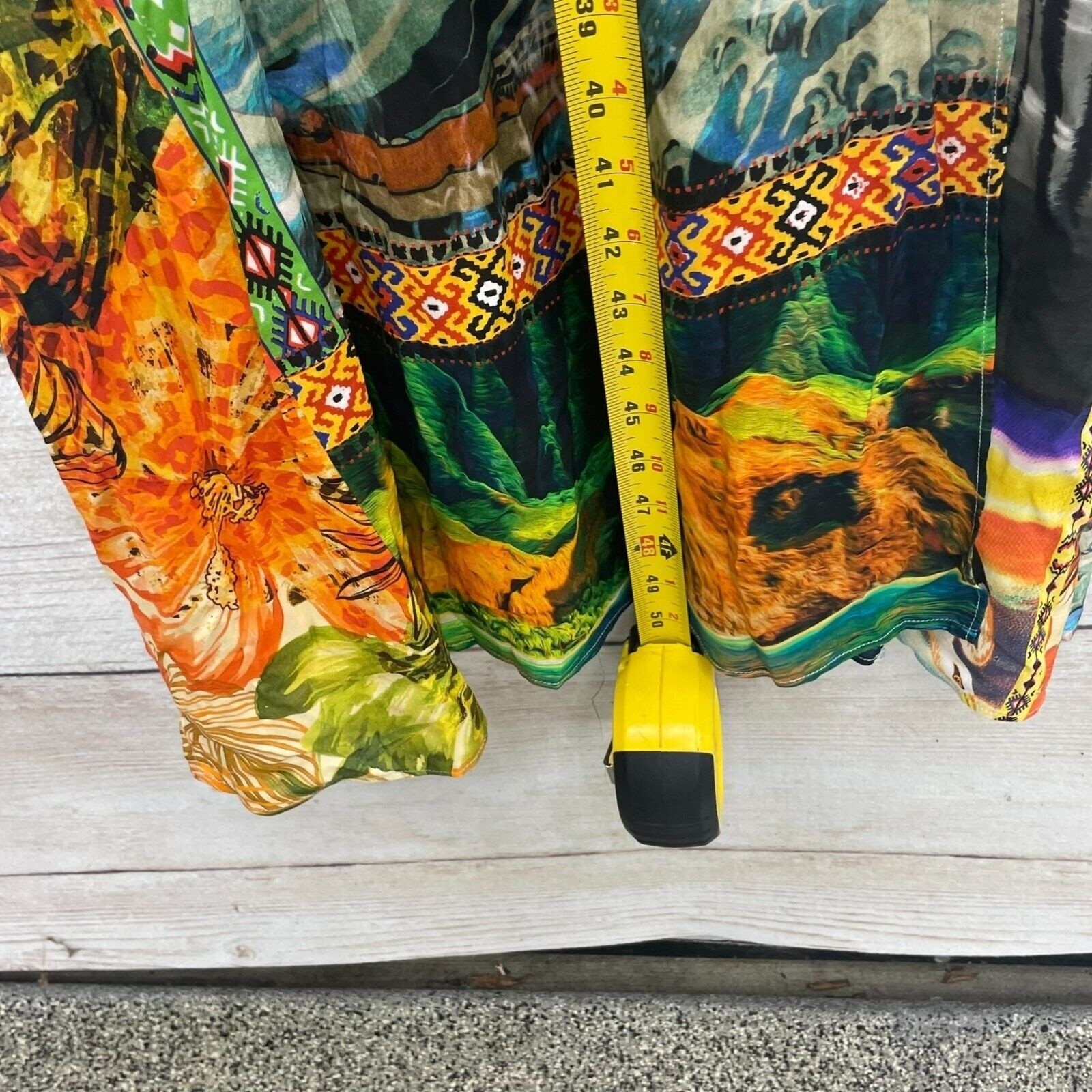 Desigual Vest Eco Beach Hawai Patchwork Tropical Safari Maxi Dress NWT L