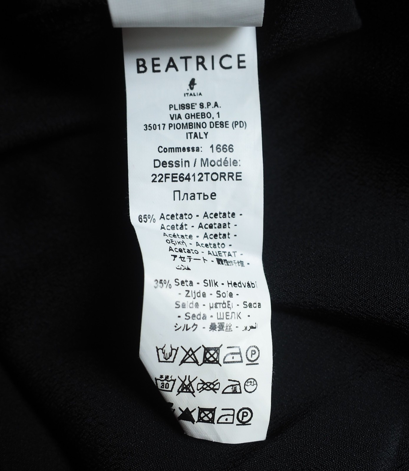 Beatrice B Made In Italy Acetate Silk Blend A-Line Shirt Dress Black Size L US 8