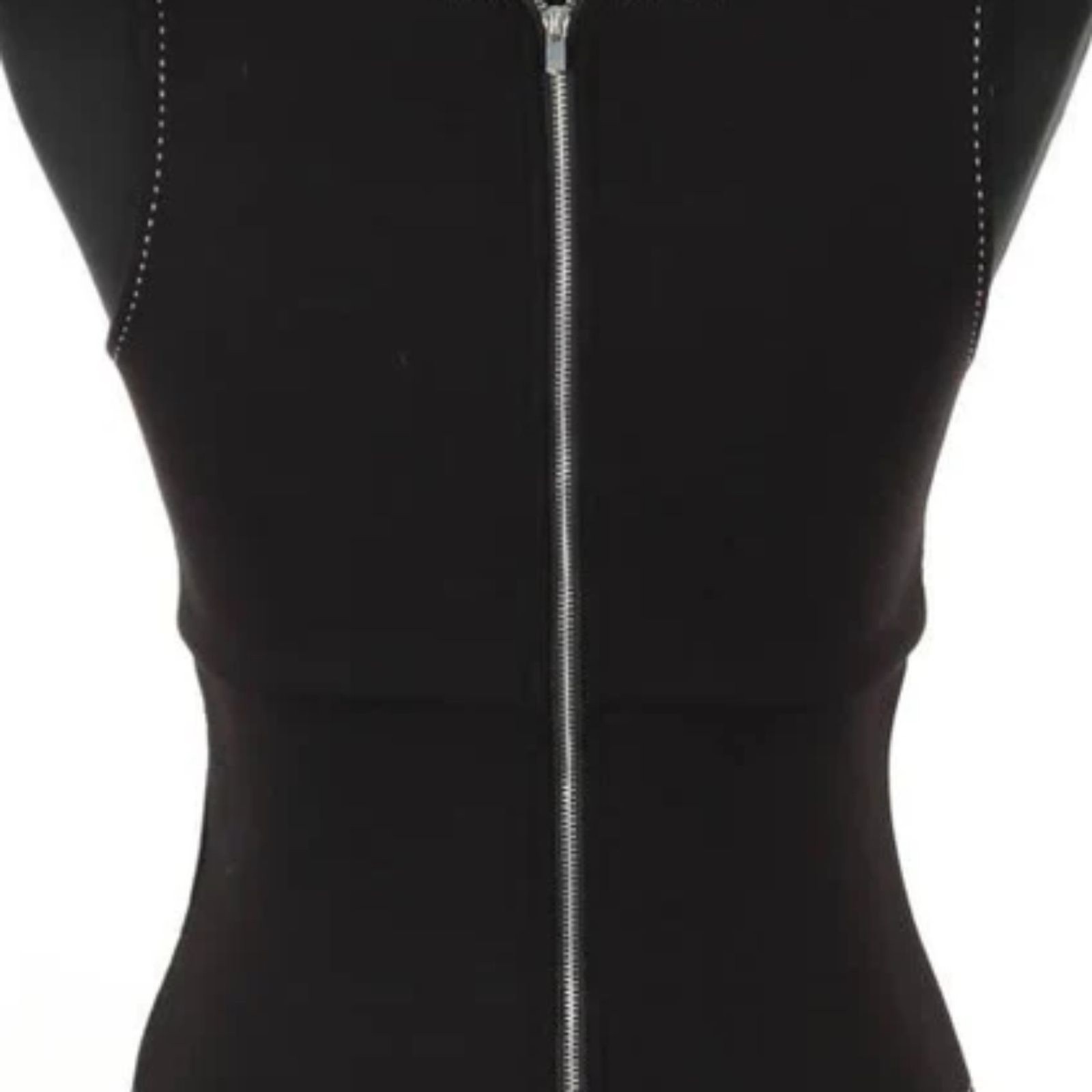 Maje Rokaya Contrast Stitch Scuba Neoprene Sleeveless LBD Mini Dress Medium EUC