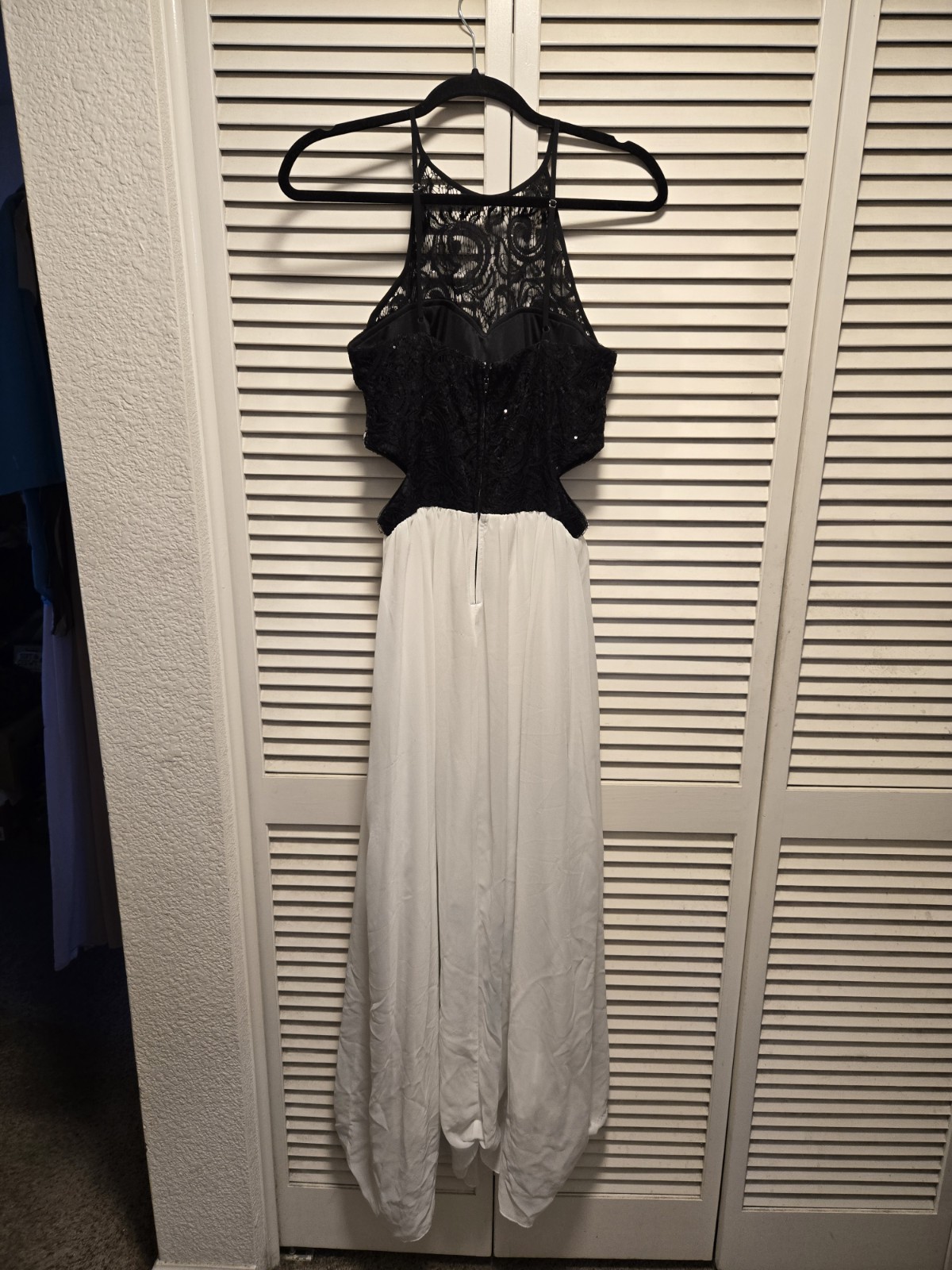 Speechless Juniors Women Black White Lace Infinity-Waist Gown Dress Size 11