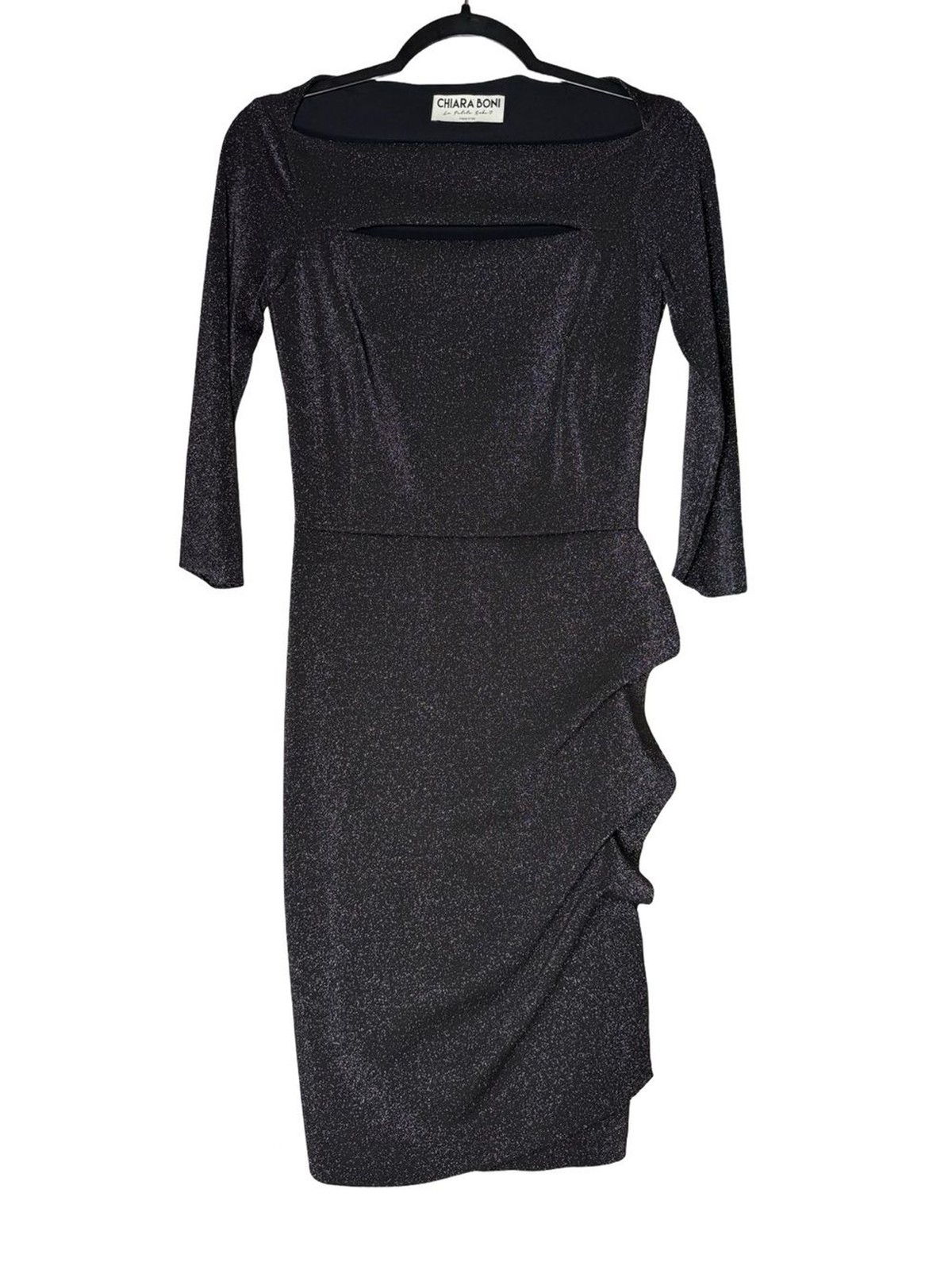 Chiara Boni Dress Sz 6 Eu 42 Luxury Black Shimmer Glam Cocktail Italian Designer