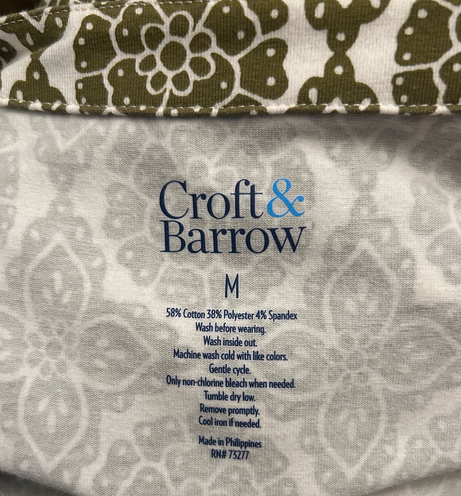 Croft & Barrow Cotton Blend Pullover Midi Dress~Olive Green/Ivory~Medium ~VGUC