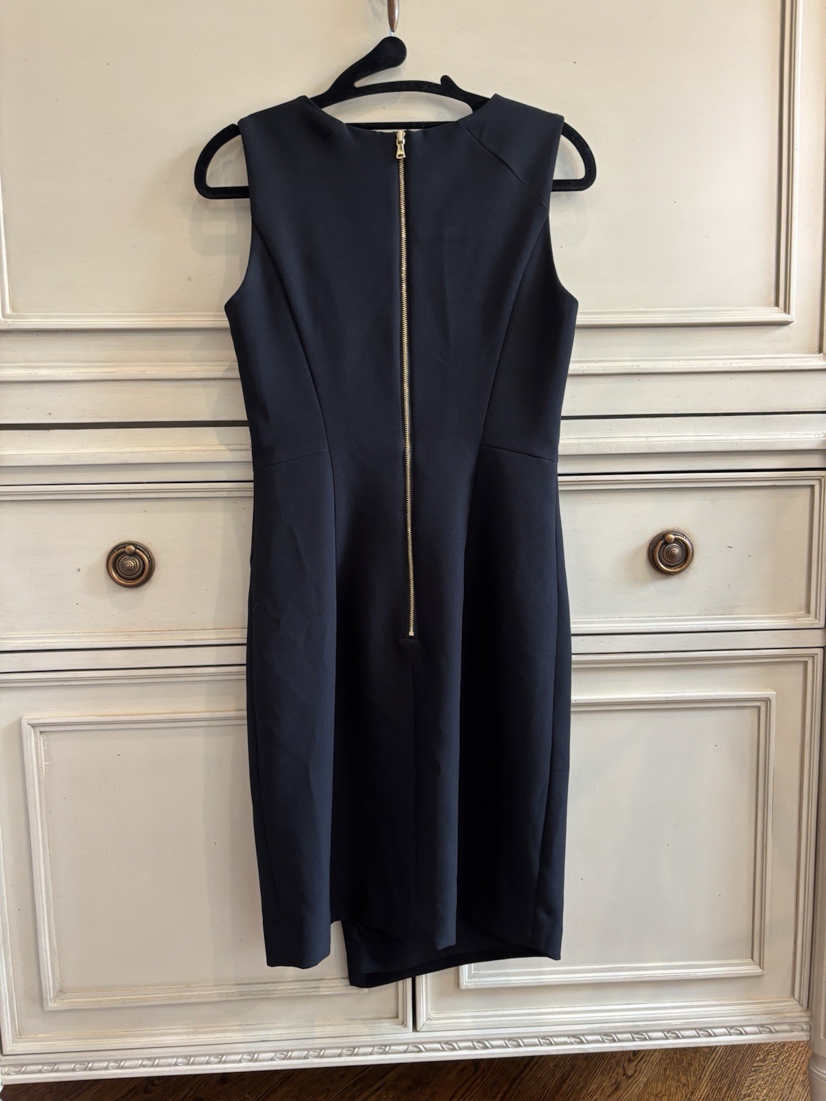 Milly Black Asymmetrical Dress Sold Zipper Slit Size 0 Made In USA Cocktail