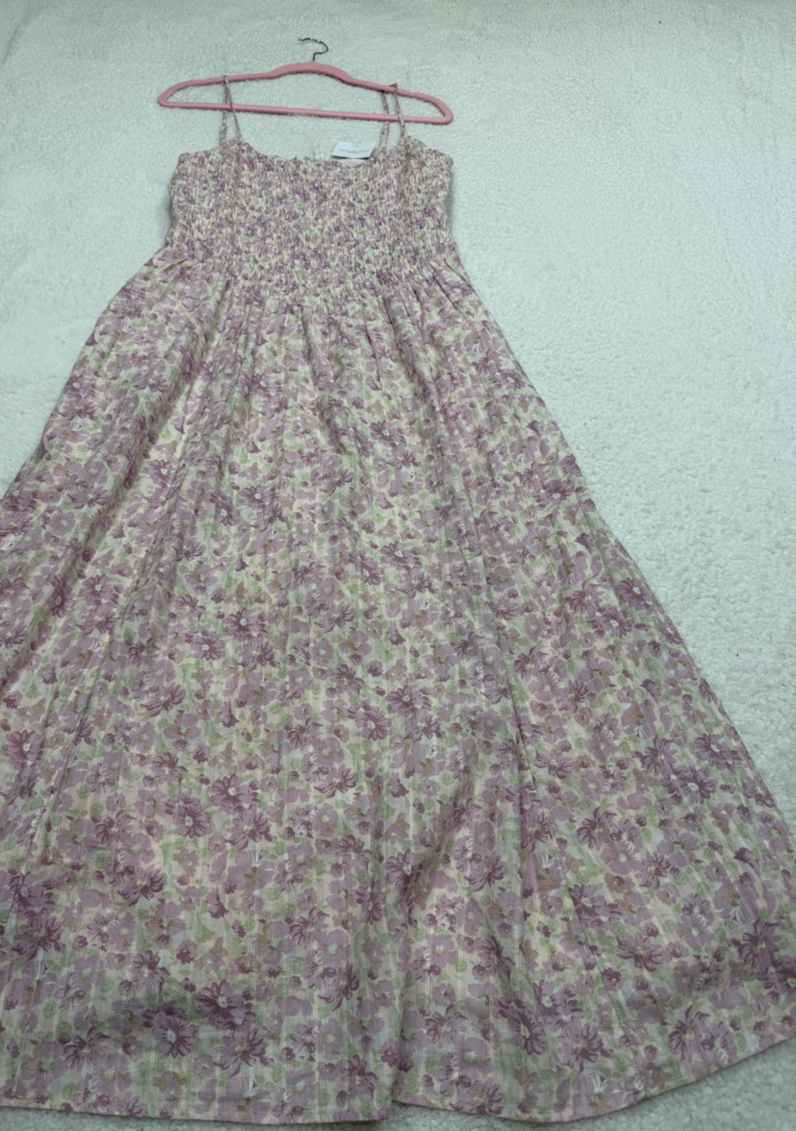 American Eagle Midi Dress Bella Pink Floral Boho Vacay Preppy Resort Large NWT