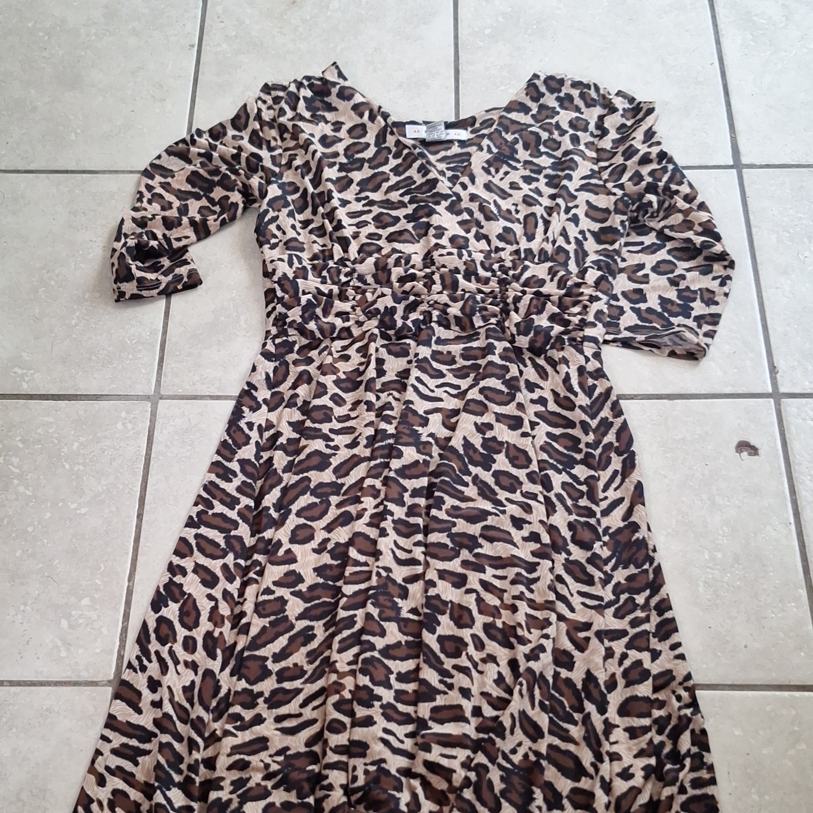 AA Studio Women’s Lepord Print Dress 3/4 Sleeves Size 10 Sz 10