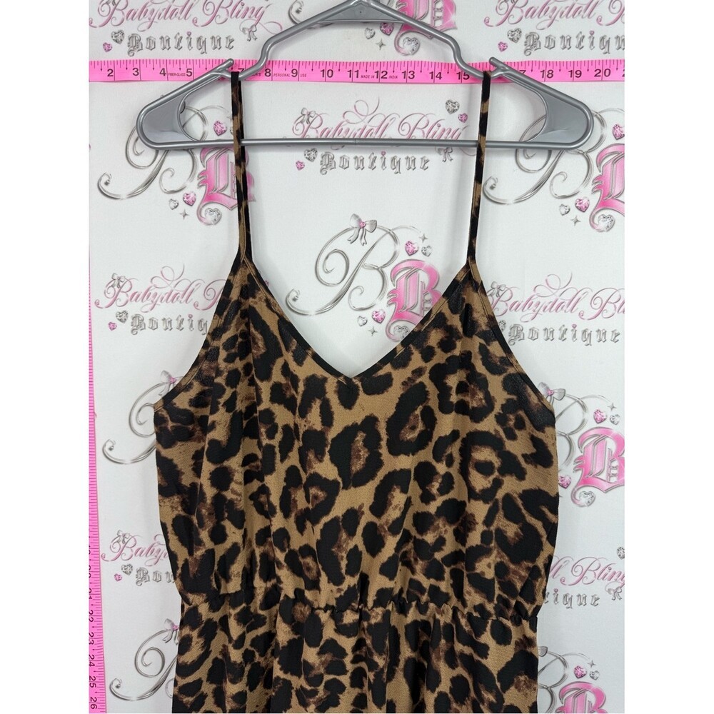 SHEIN Brown and Black Leopard Print Midi Dress