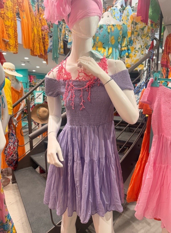 Antica Sartoria 2025 Smocked Lavender Purple Off Shoulder Dress Nwt O/S