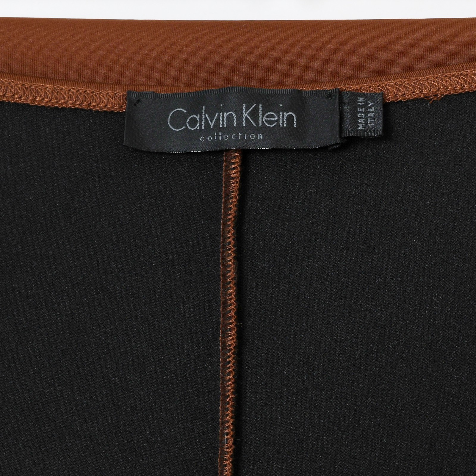 Calvin Klein Collection Brown Cross Strap Open Back Midi Sheath Apron Dress S