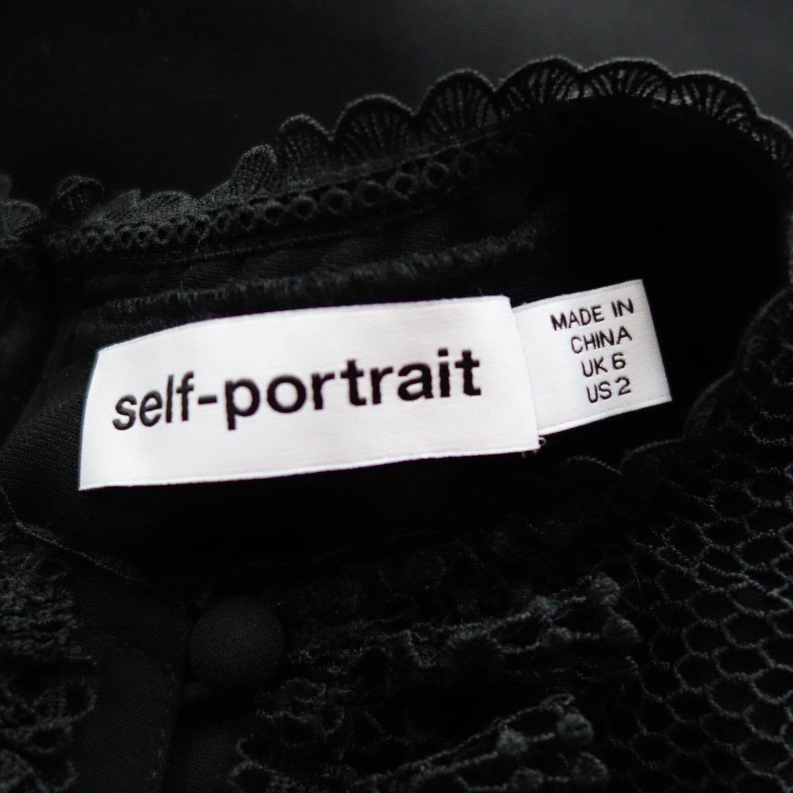 Self-Portrait Black Lace Bib Crepe Mini Dress UK 6 US 2