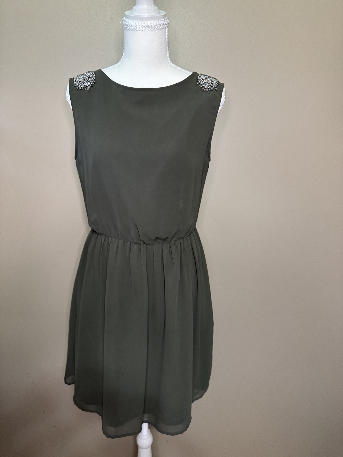 Khaki Green ZARA Trafaluc Cocktail Dress Size M #1112