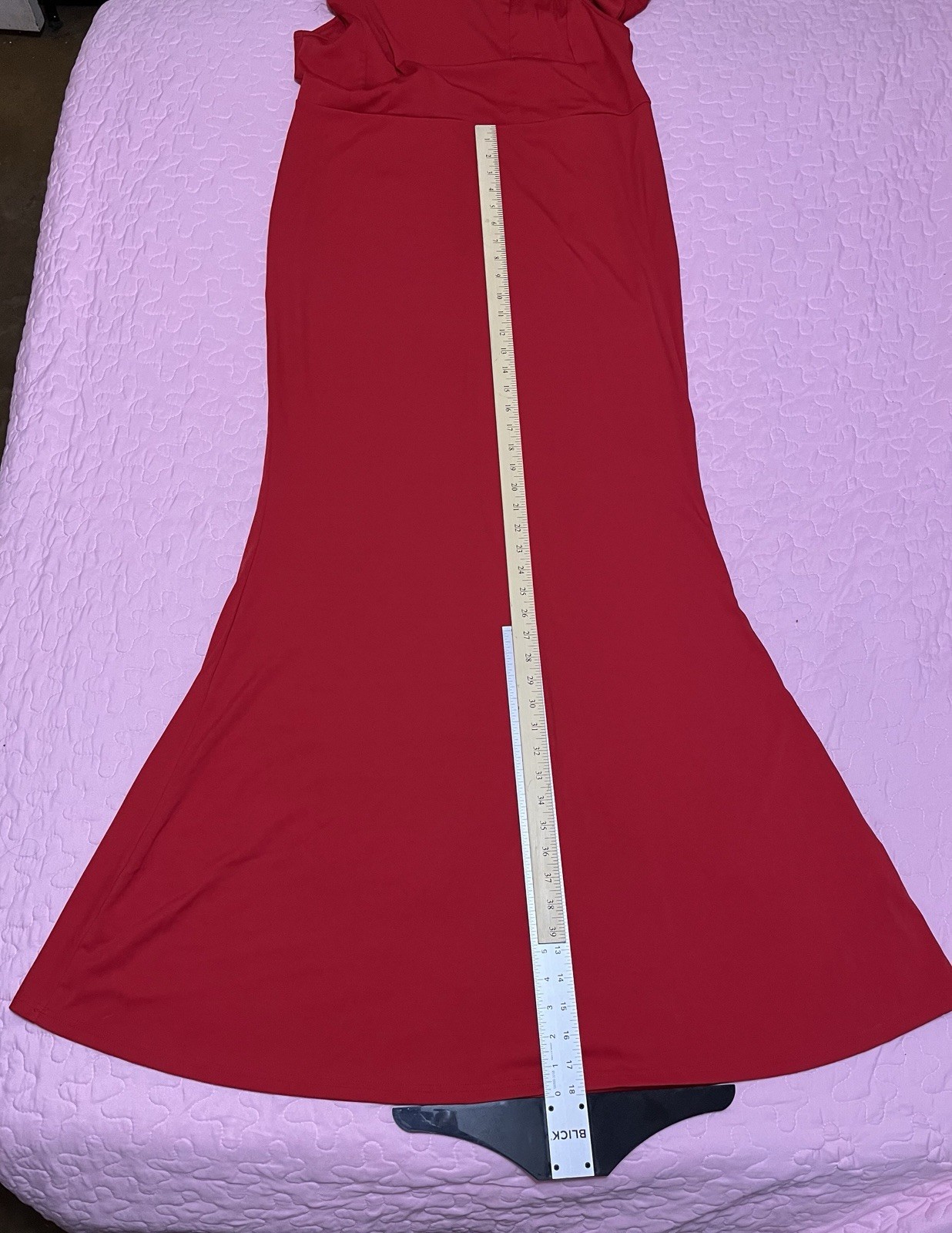 Eksliy Evening Gown Lady Ruffle Backless Maxi Red 2X (Q-1547)