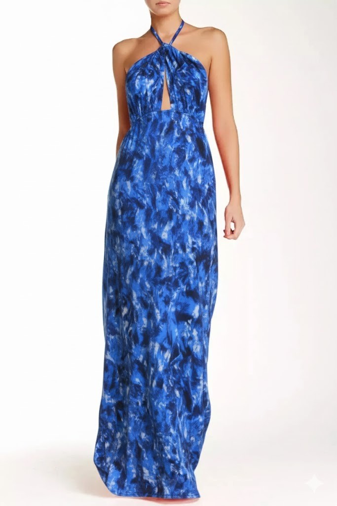 NWT Rachel Pally Reid in Gemstone Feline Blue Keyhole Halter Maxi Dress M $238