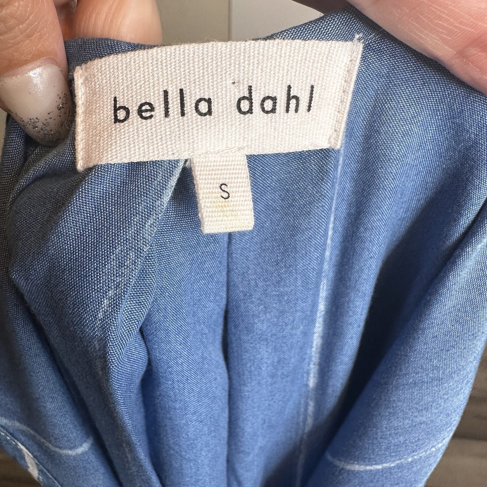 Bella Dahl Chambray Striped Button Down Dress Women’s Sleeveless White Blue S