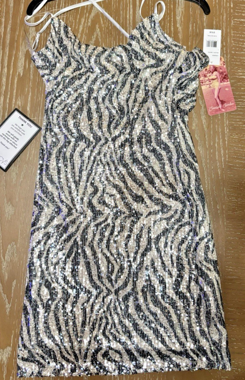 Emerald Sundae Zebra Sequined Bodycon Dress Size L NWT