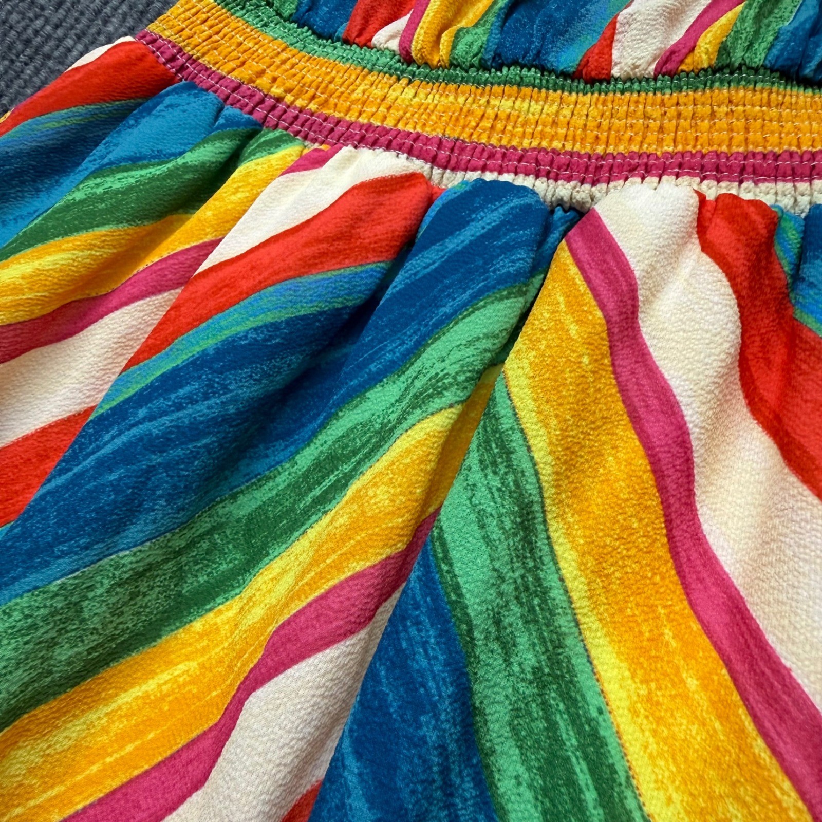 Rainbow Stripe Halter Dress Small Flying Tomato Boho Multicolor Summer Beachy
