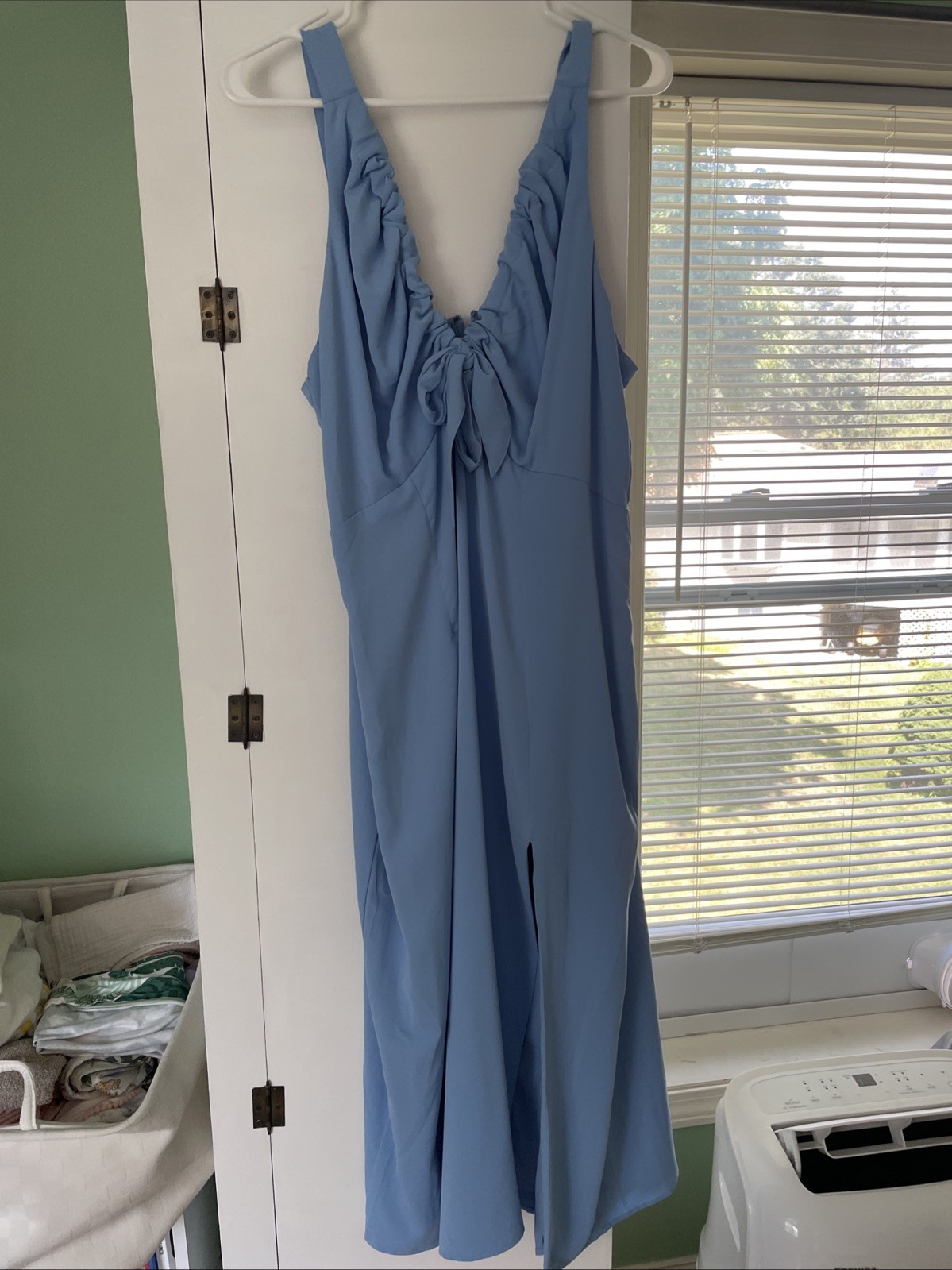 Gorgeous Summer Dress With A Side Slit And Scrunch Tie In The Front