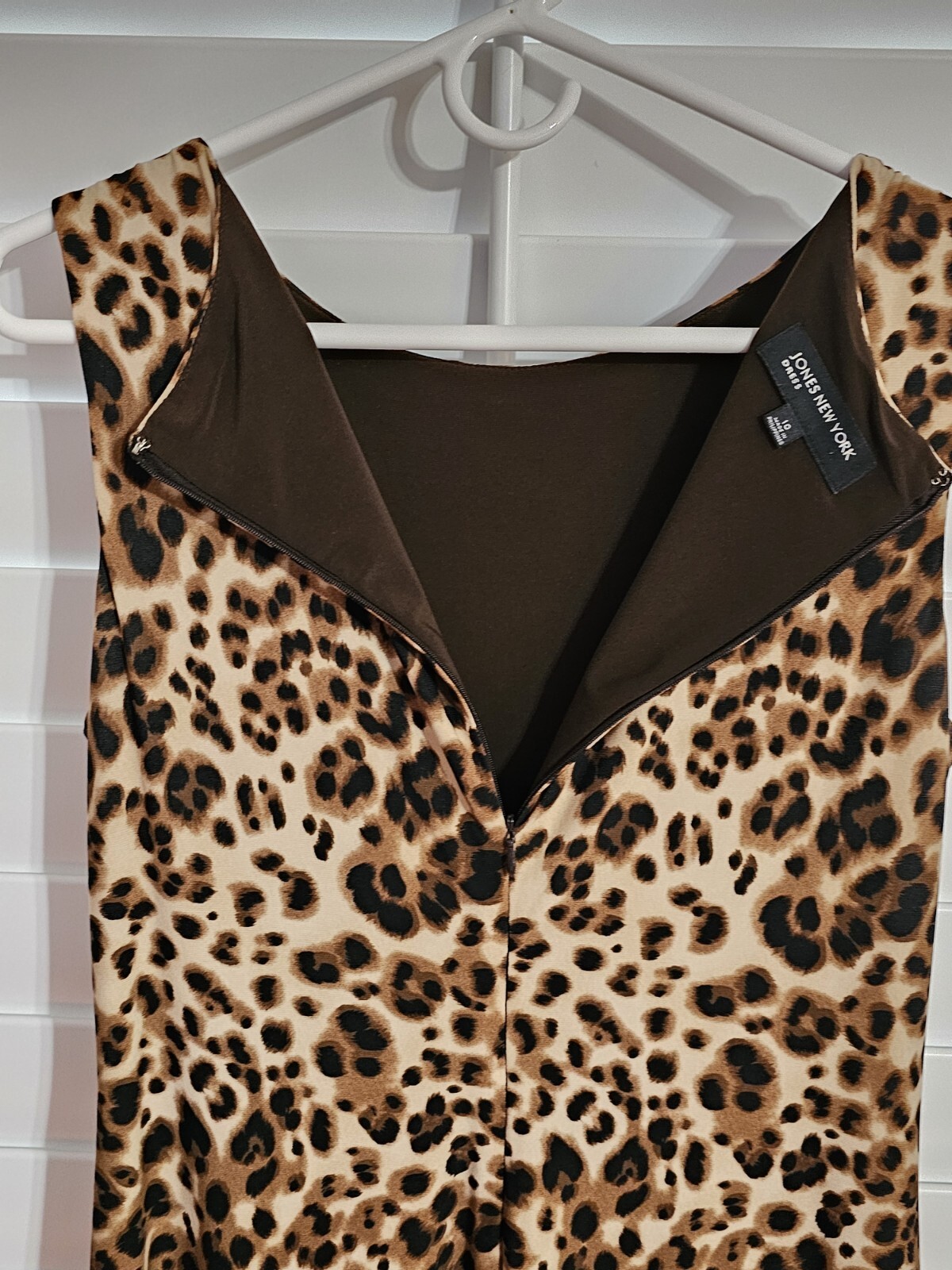 Jones New York Leopard Print Dress Size 10 95% Polyester 5% Spandex
