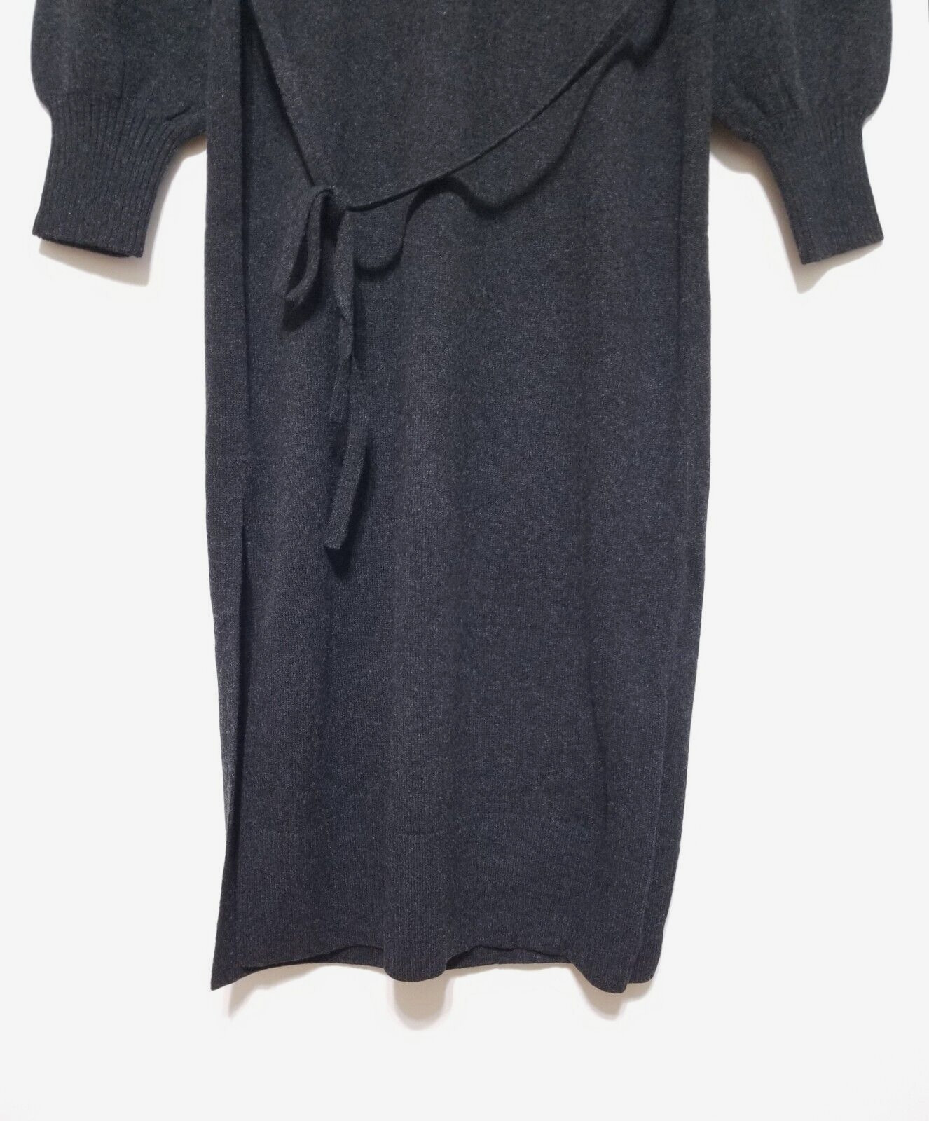 NWT Vince Wool Cashmere Blend Knit Midi Dress in Dark Grey Size S $395