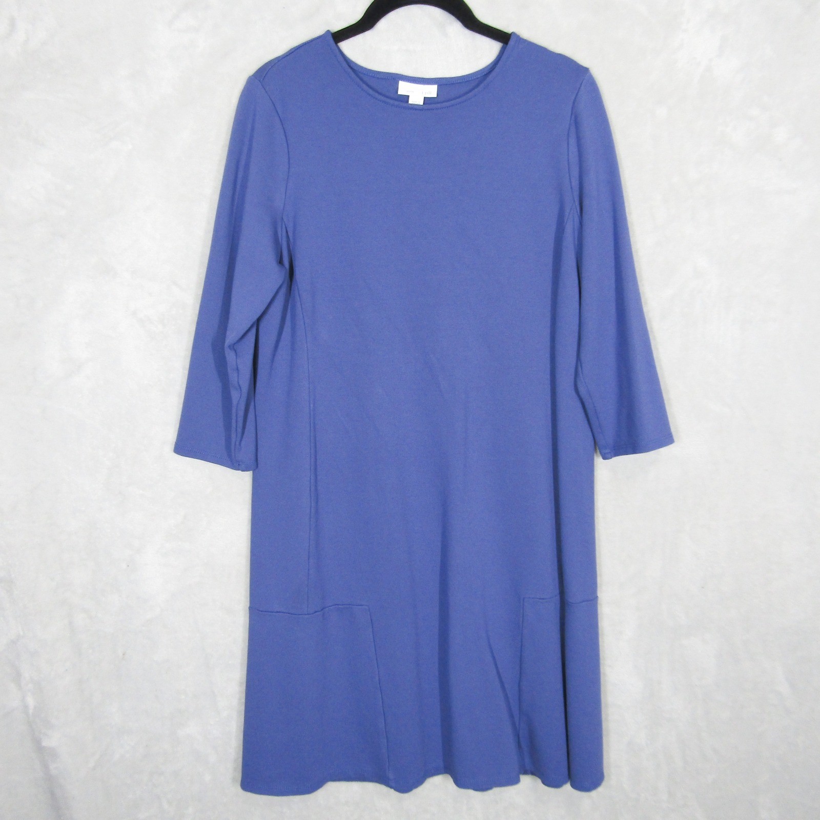 J. Jill Shift Pocket Dress Small Womens Periwinkle Blue Ponte Knit 3/4 Sleeve