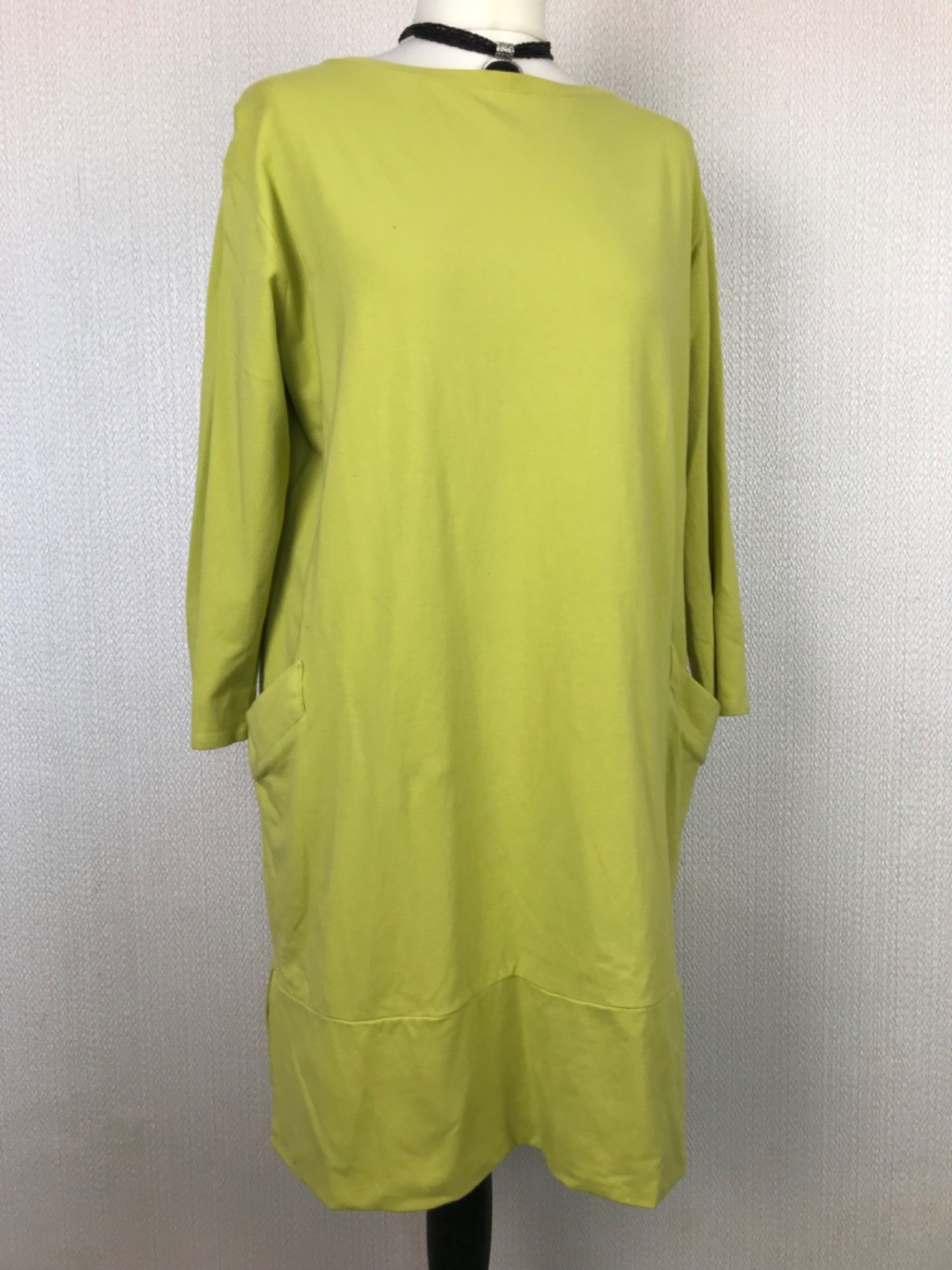 MARLA WYNNE Jumper Dress L Lime Green Cotton Stretch Leisurewear Casual