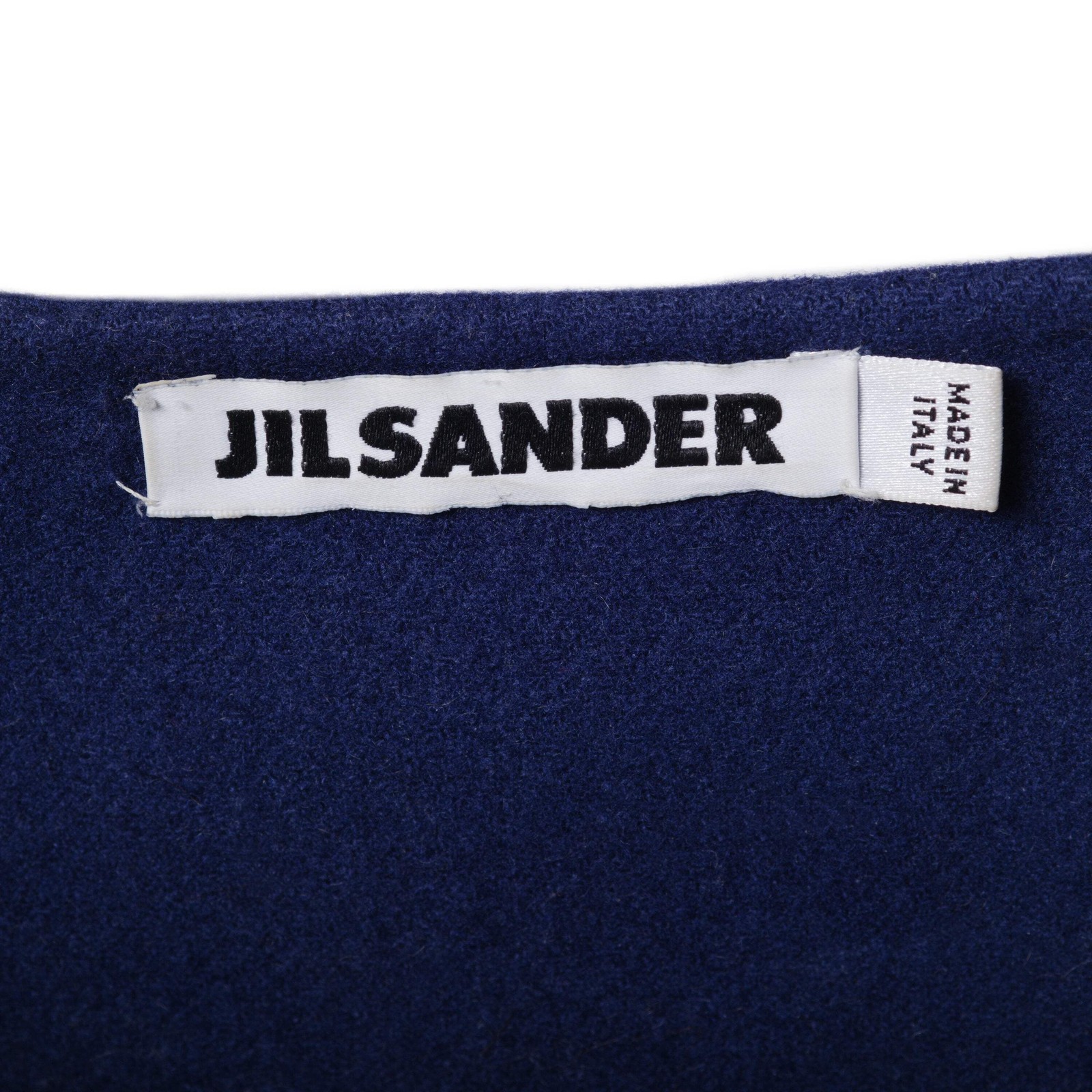 Jil Sander Blue Wool Cashmere Shift Dress Long Sleeve Designer Midi Dress