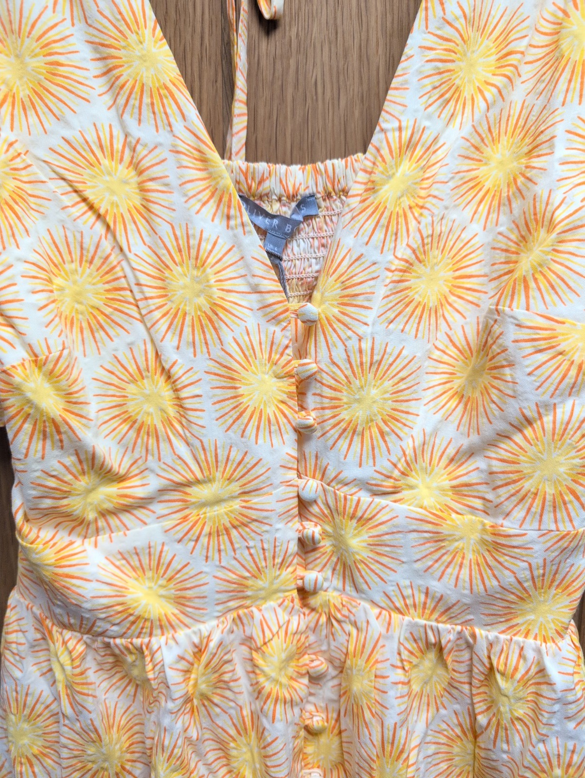 NWT Oliver Bonas Yellow Orange Pattern Button Sundress Size 6