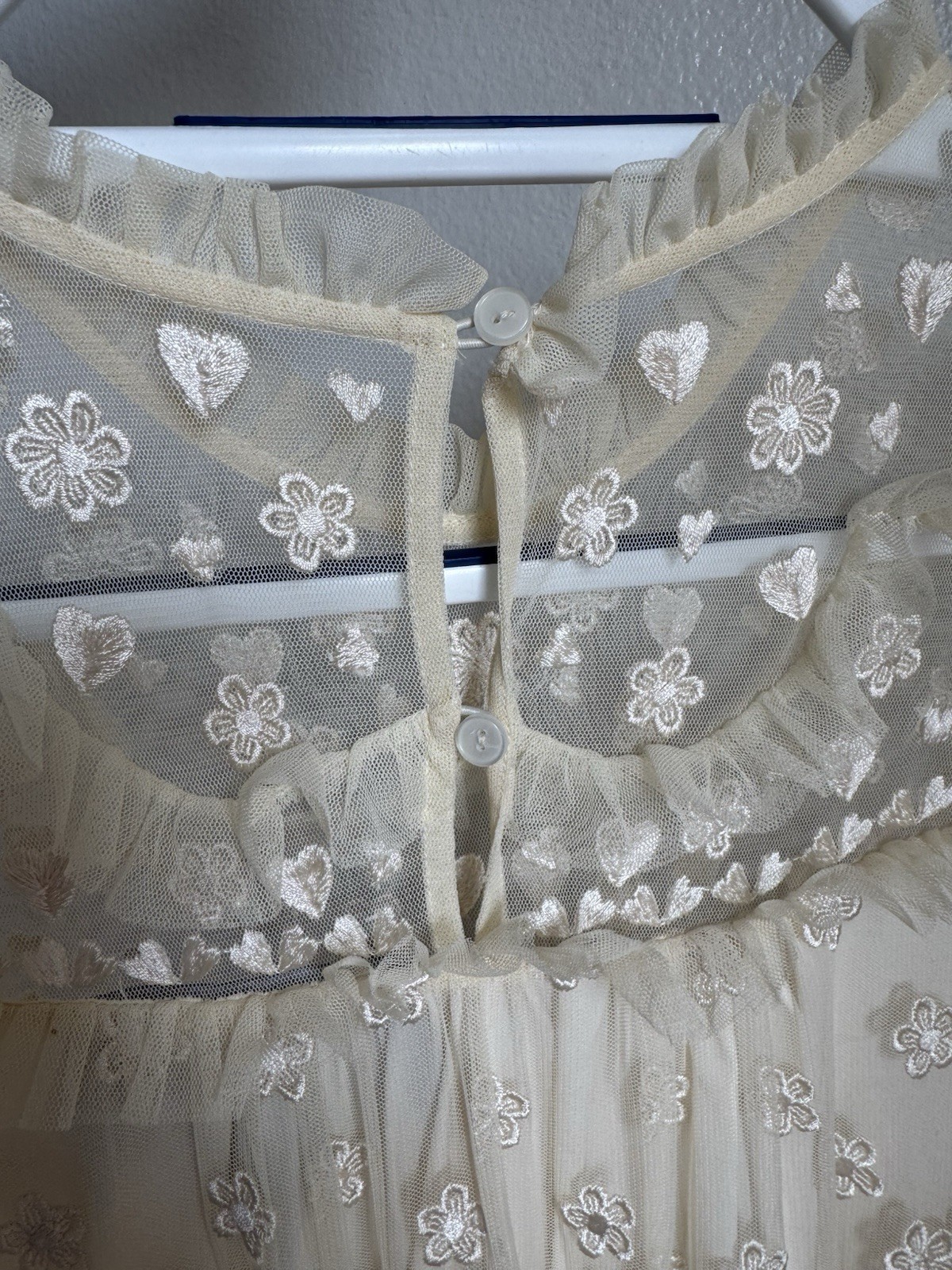 Needle & Thread Tulle Embroidered Floral Long Sleeve Ruffle Mini Dress Size 2