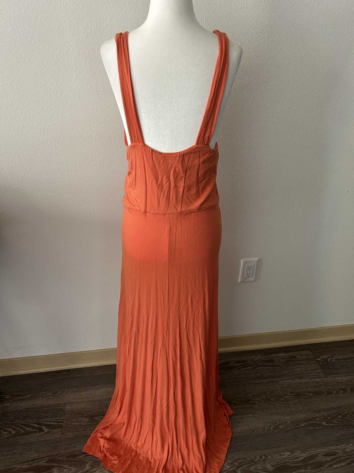 Vintage Spiegel Orange Drop Waist Maxi Gown Y2K Vacation Feminine Romantic Fairy