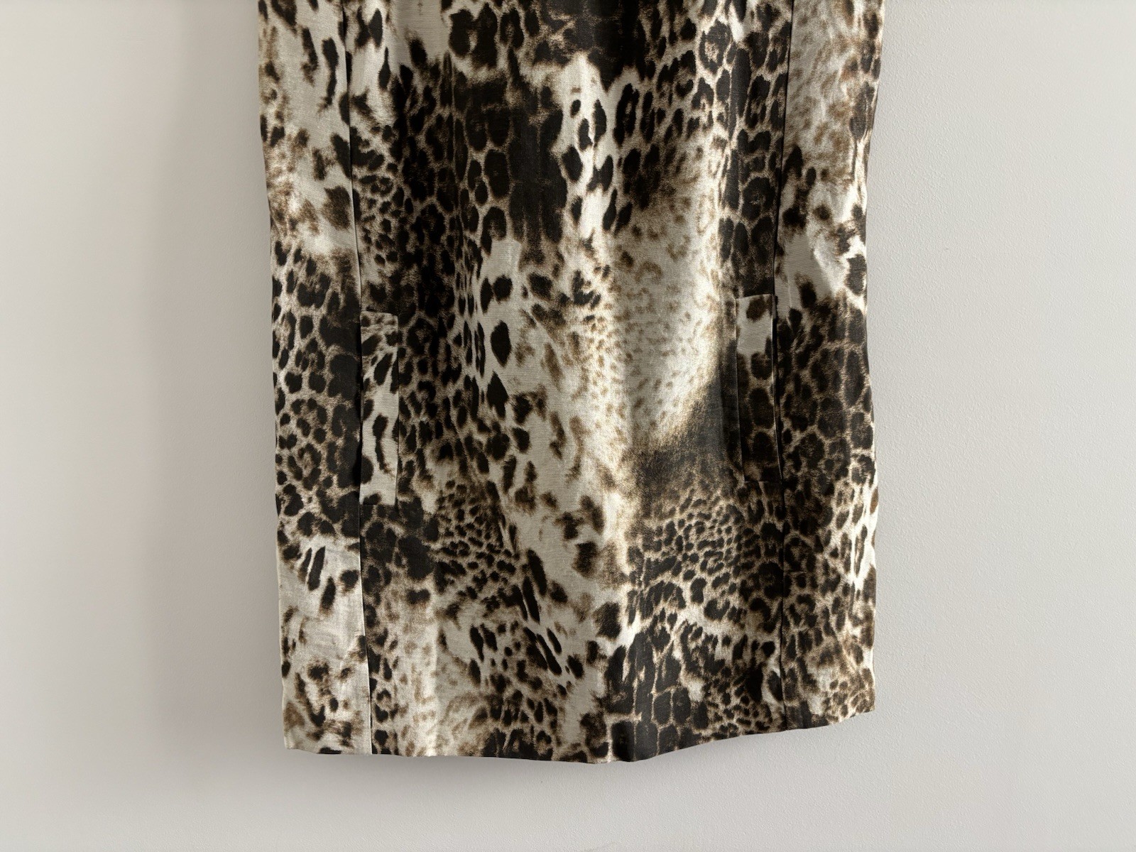 MAJE Leopard Print Mini Dress Linen Blend Shift Sleeveless Medium Retro Mob Wife